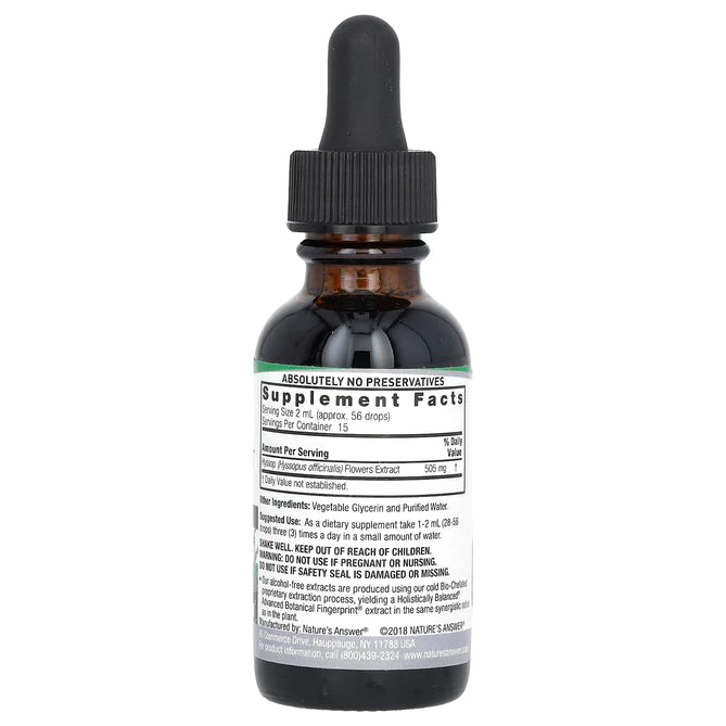 Nature's Answer - Hyssop Flower Extract, 1 OZ