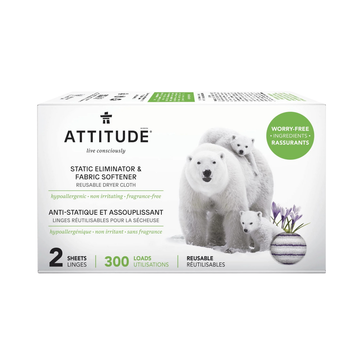 Attitude, Anti-Static Eliminator Cloth Sheet 300 Load, 2 Sheets