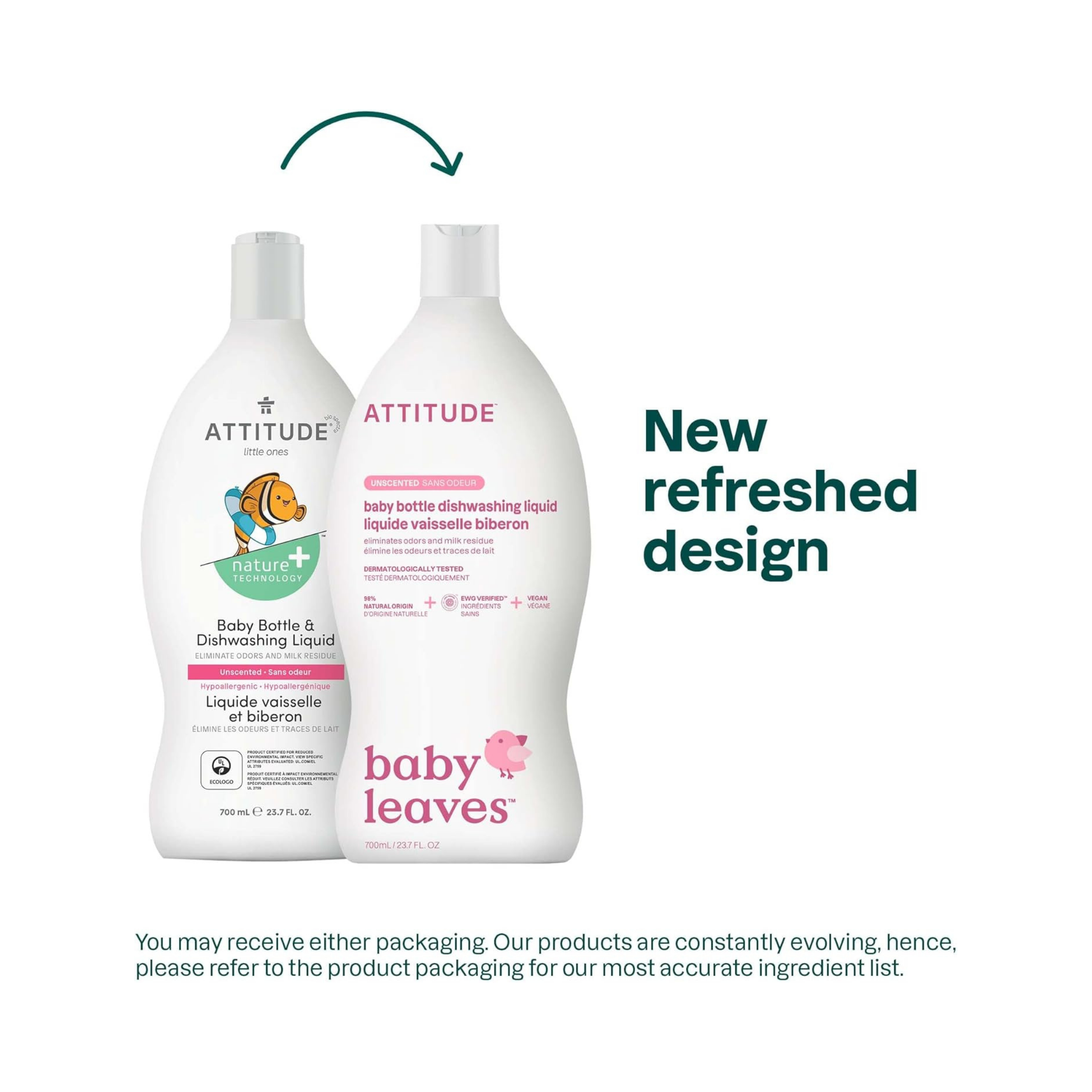 Attitude, Baby Bottle & Dishwashing Liquid Fragrance Free, 23.6 Fl Oz