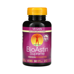 Nutrex Hawaii, BioAstin Supreme, Hawaiian Astaxanthin, 6 Mg, 60 Vegan Soft Gels