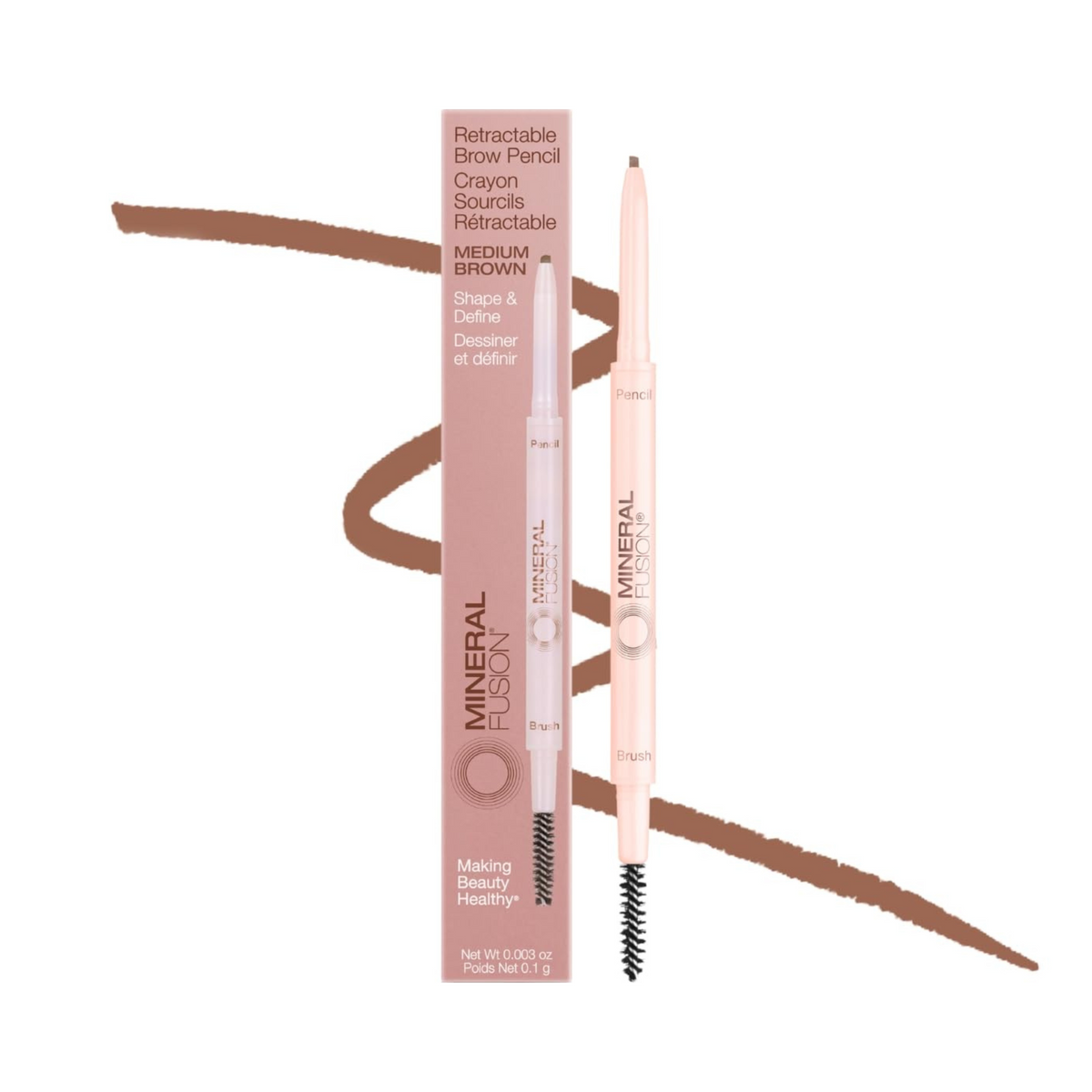 Mineral Fusion, Retractable Brow Pencil, Medium Brown