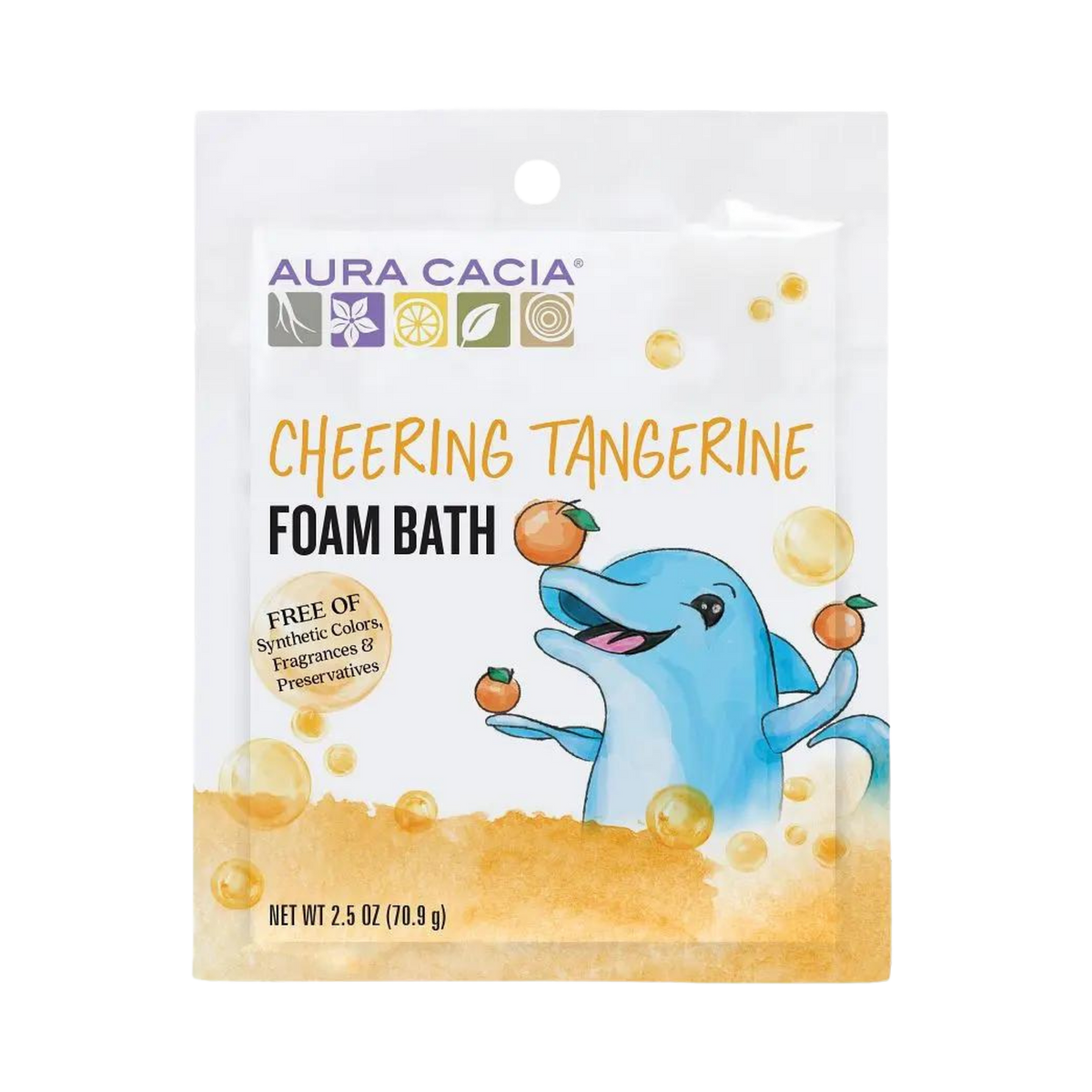 Aura Cacia, Cheering Tangerine and Sweet Orange Kids Foam Bath, 2.5 Oz