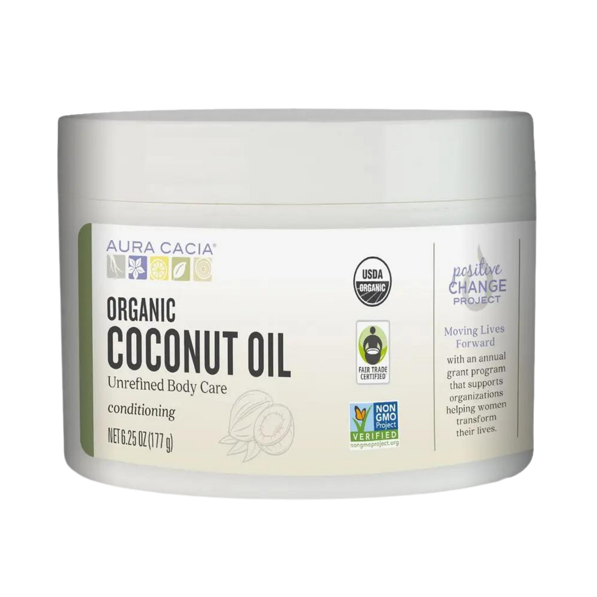 Aura Cacia, Organic Unrefined Coconut Oil, 6.25 Oz