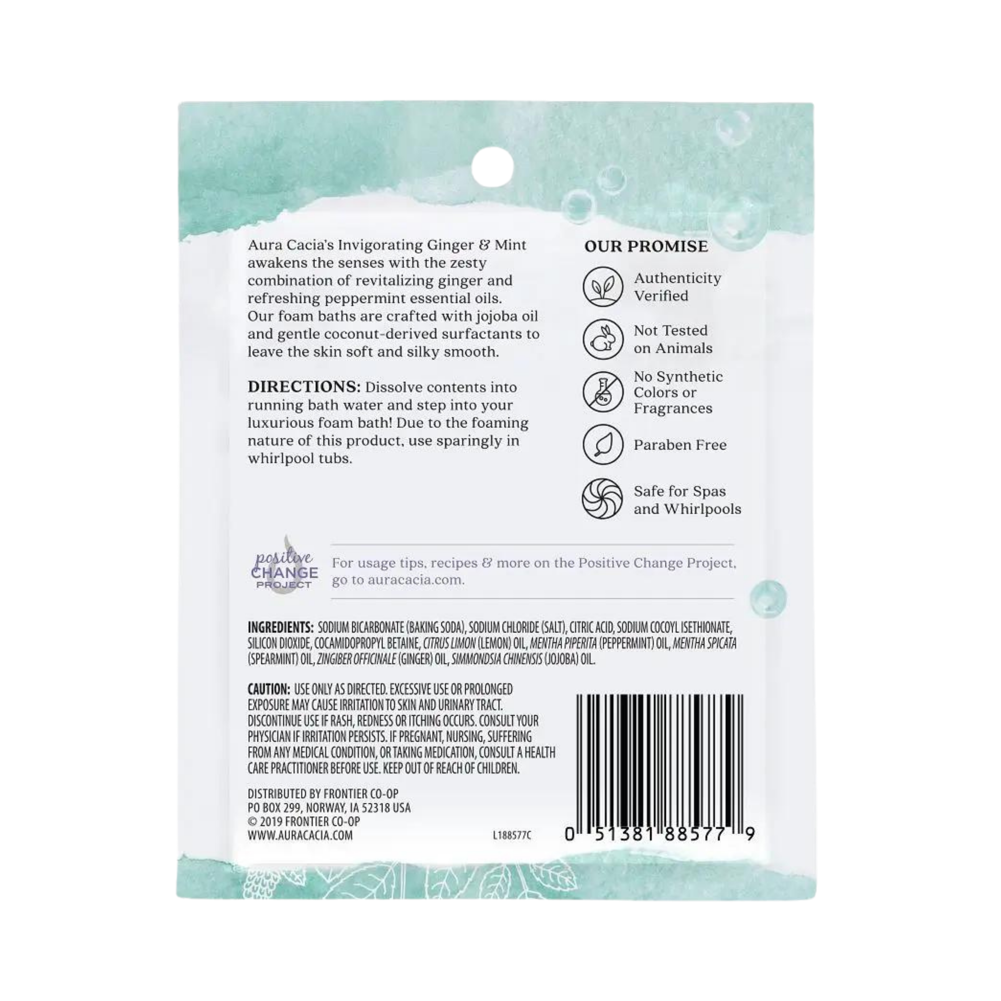 Aura Cacia, Foam Bath, Ginger & Mint, 2.5 Oz