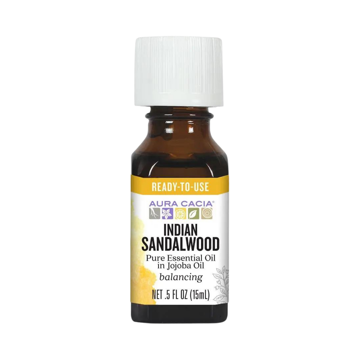 Aura Cacia, Essential Oil In Jojoba Oil, Indian Sandalwood, 0.5 Oz