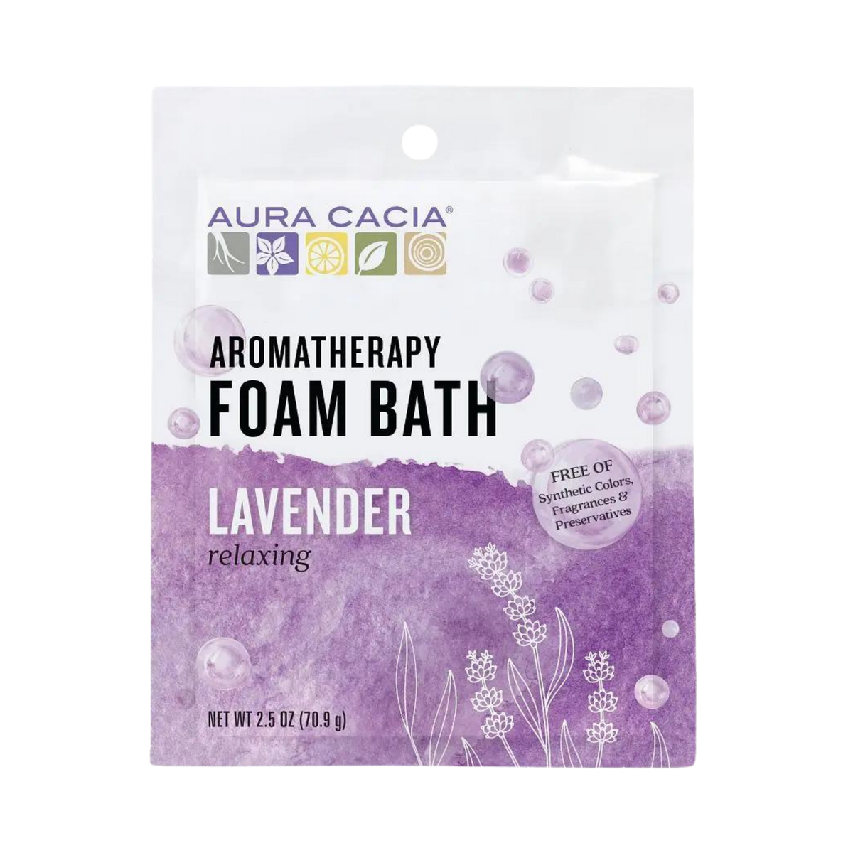 Aura Cacia, Foam Bath, Relaxing Lavender, 2.5 Oz