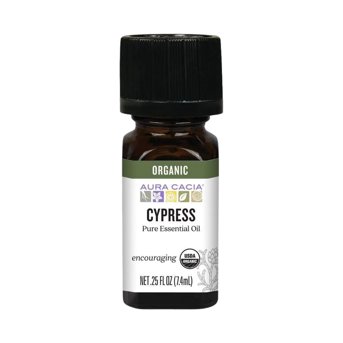 Aura Cacia, Organic Cypress, Essential Oil, 0.25 Oz