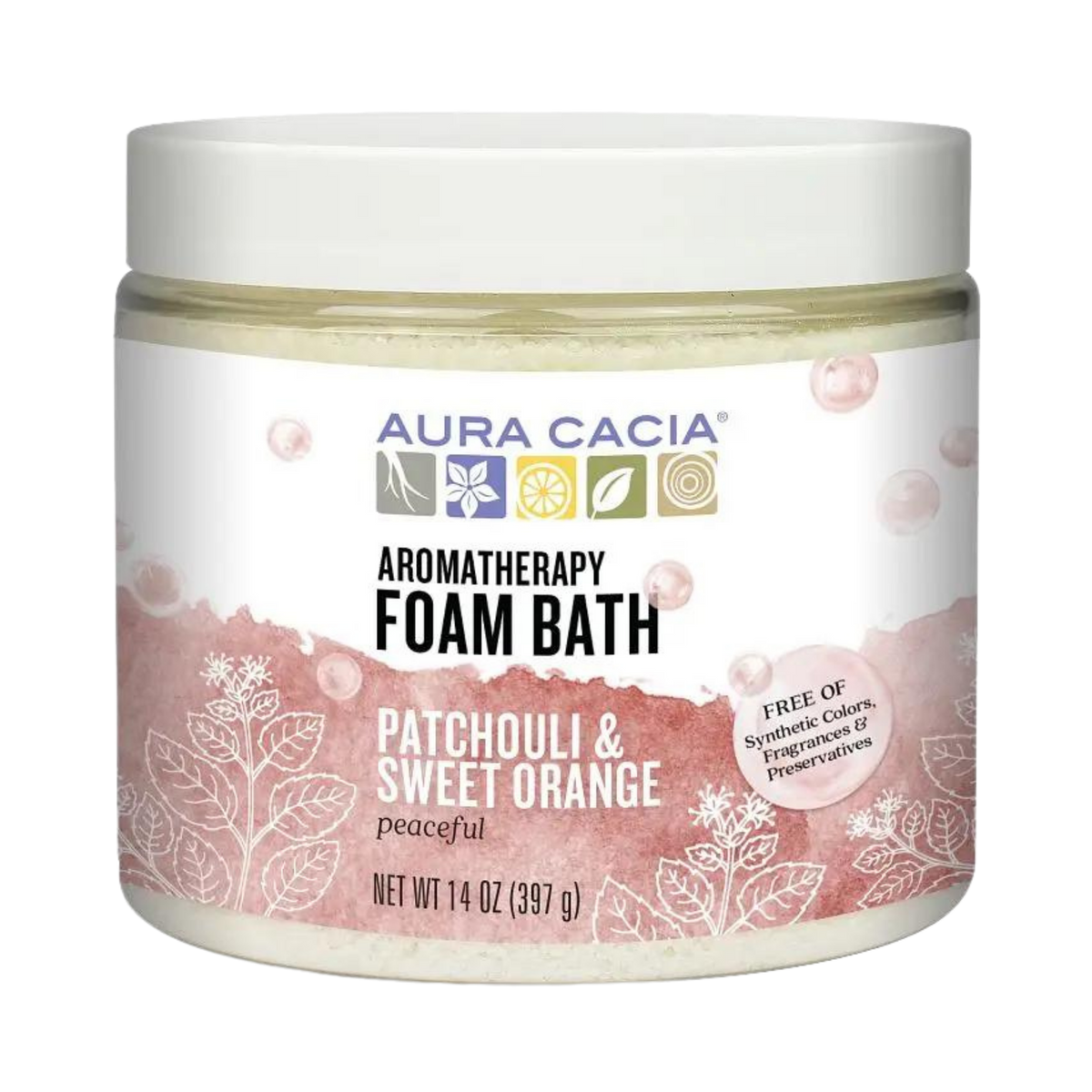 Aura Cacia, Foam Bath, Patchouli & Sweet Orange, 14 Oz