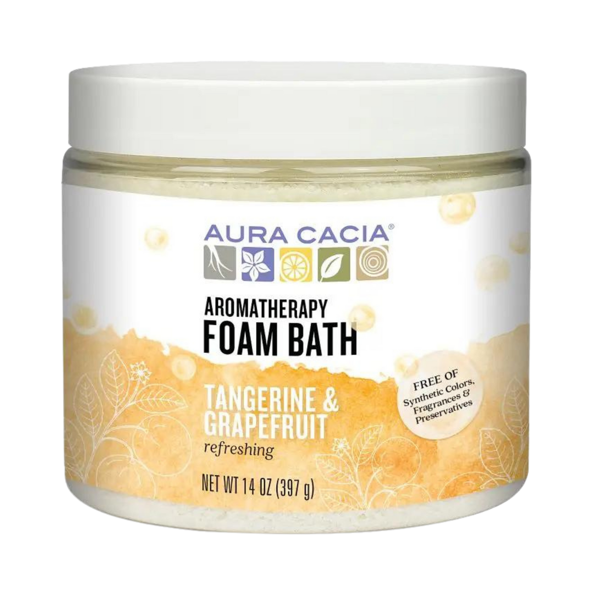 Aura Cacia, Foam Bath, Refreshing Tangerine & Grapefruit, 14 Oz