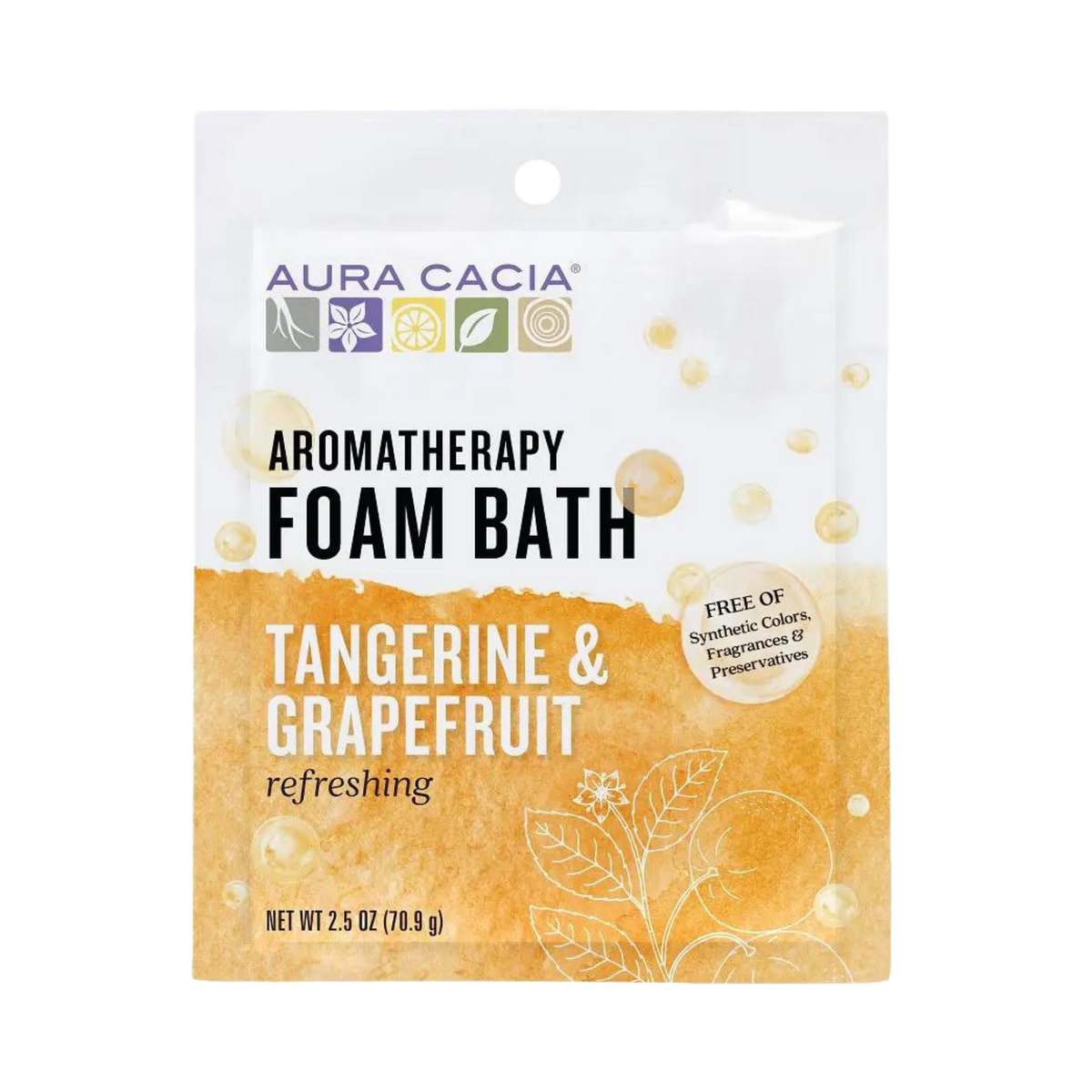 Aura Cacia, Foam Bath, Refreshing Tangerine & Grapefruit, 2.5 Oz