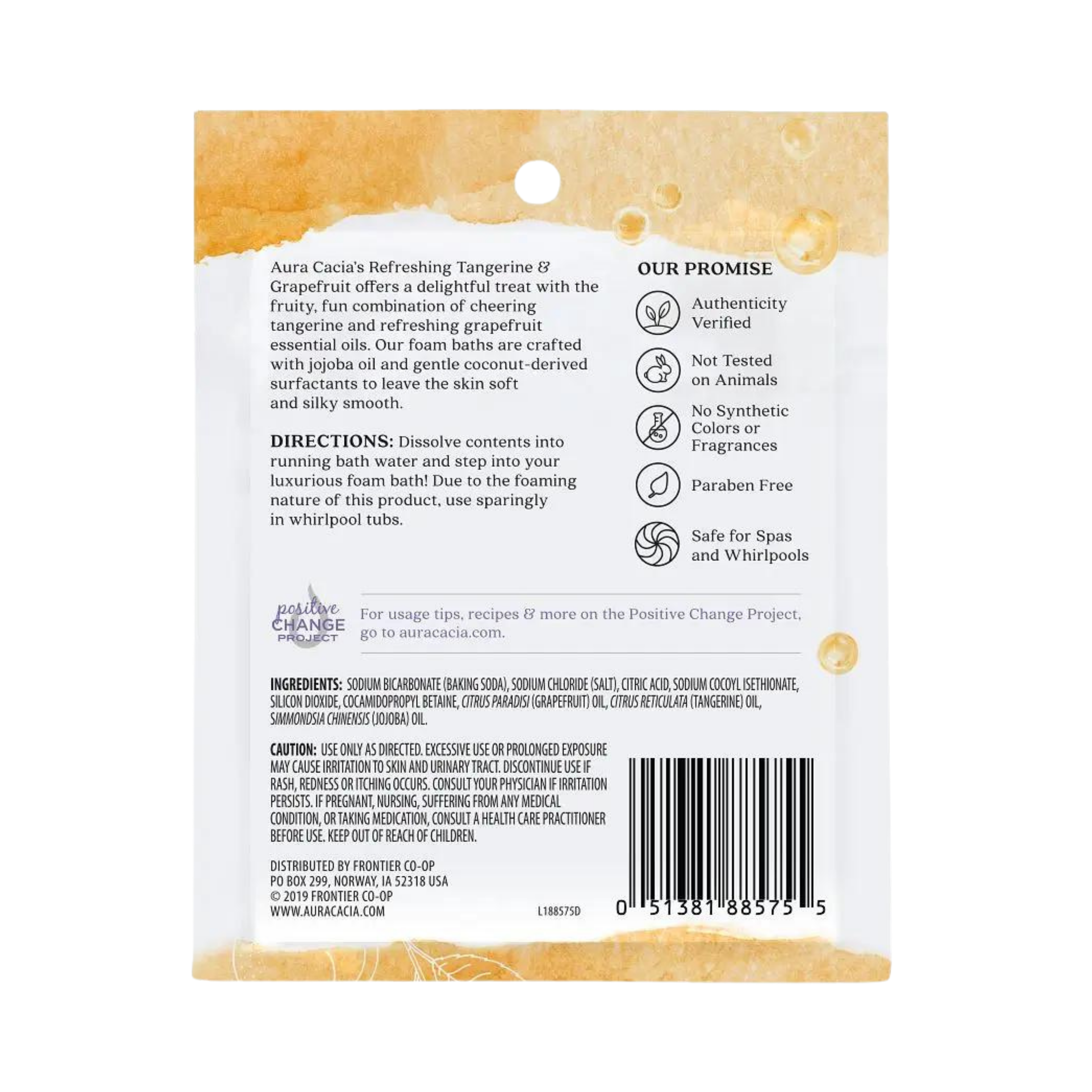 Aura Cacia, Foam Bath, Refreshing Tangerine & Grapefruit, 2.5 Oz