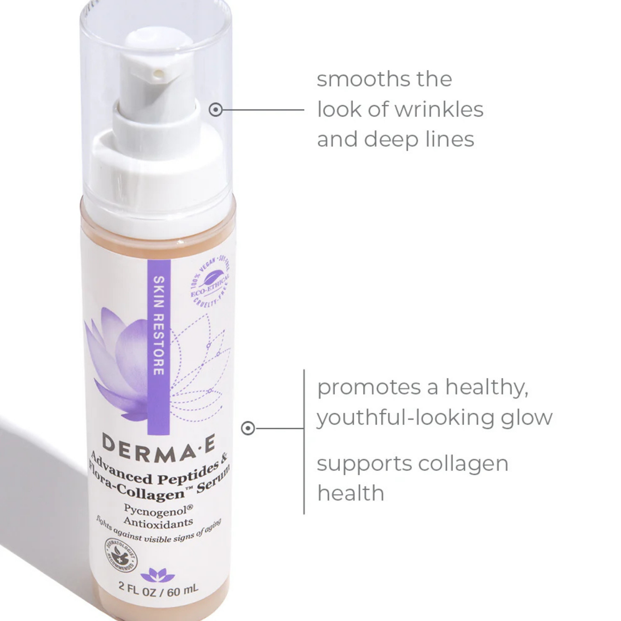 Derma E, Advanced Peptides and Flora-Collagen Serum, 2 Fl Oz