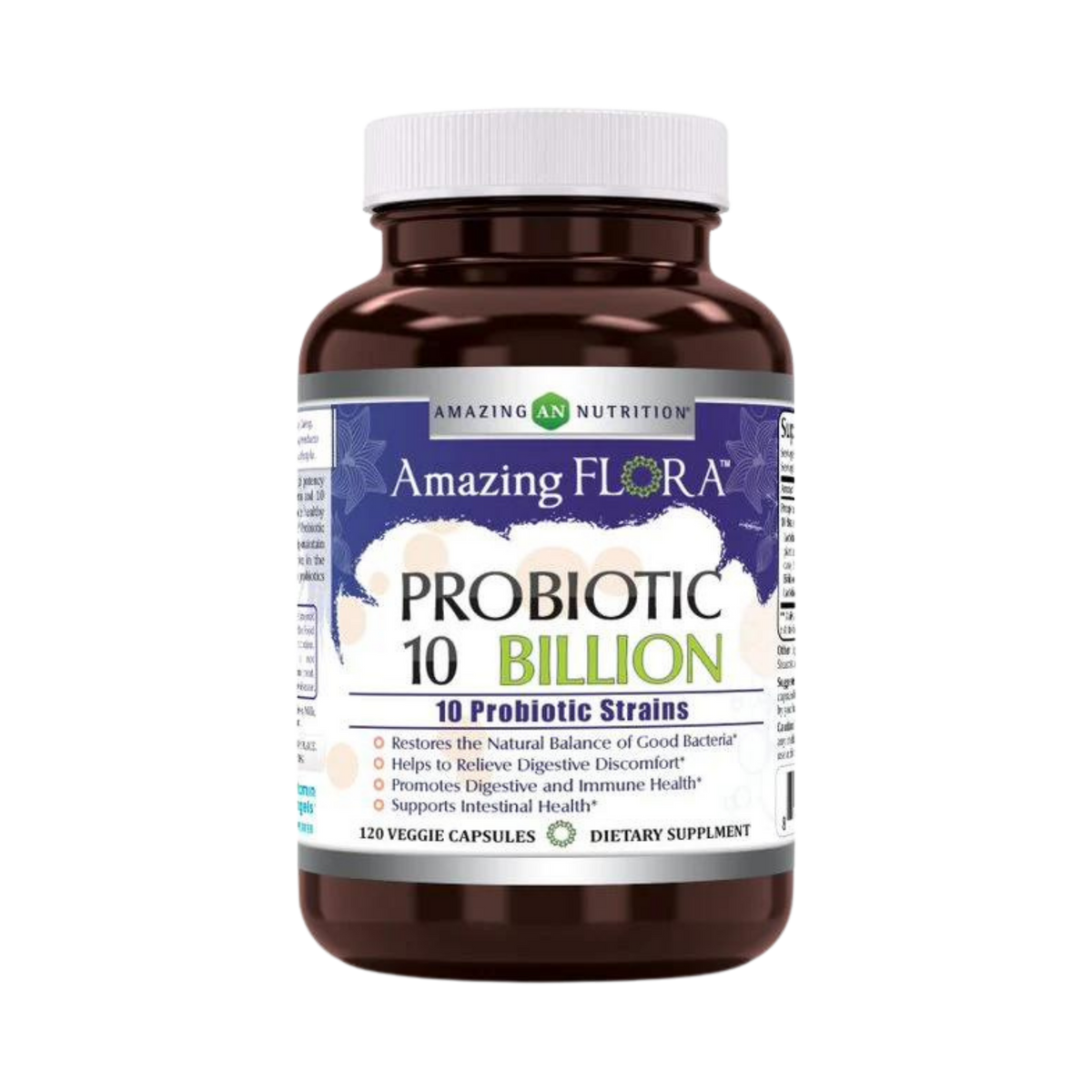 Amazing Flora, Probiotic 10 Billion 10 Probiotic Strains, 120 Capsules