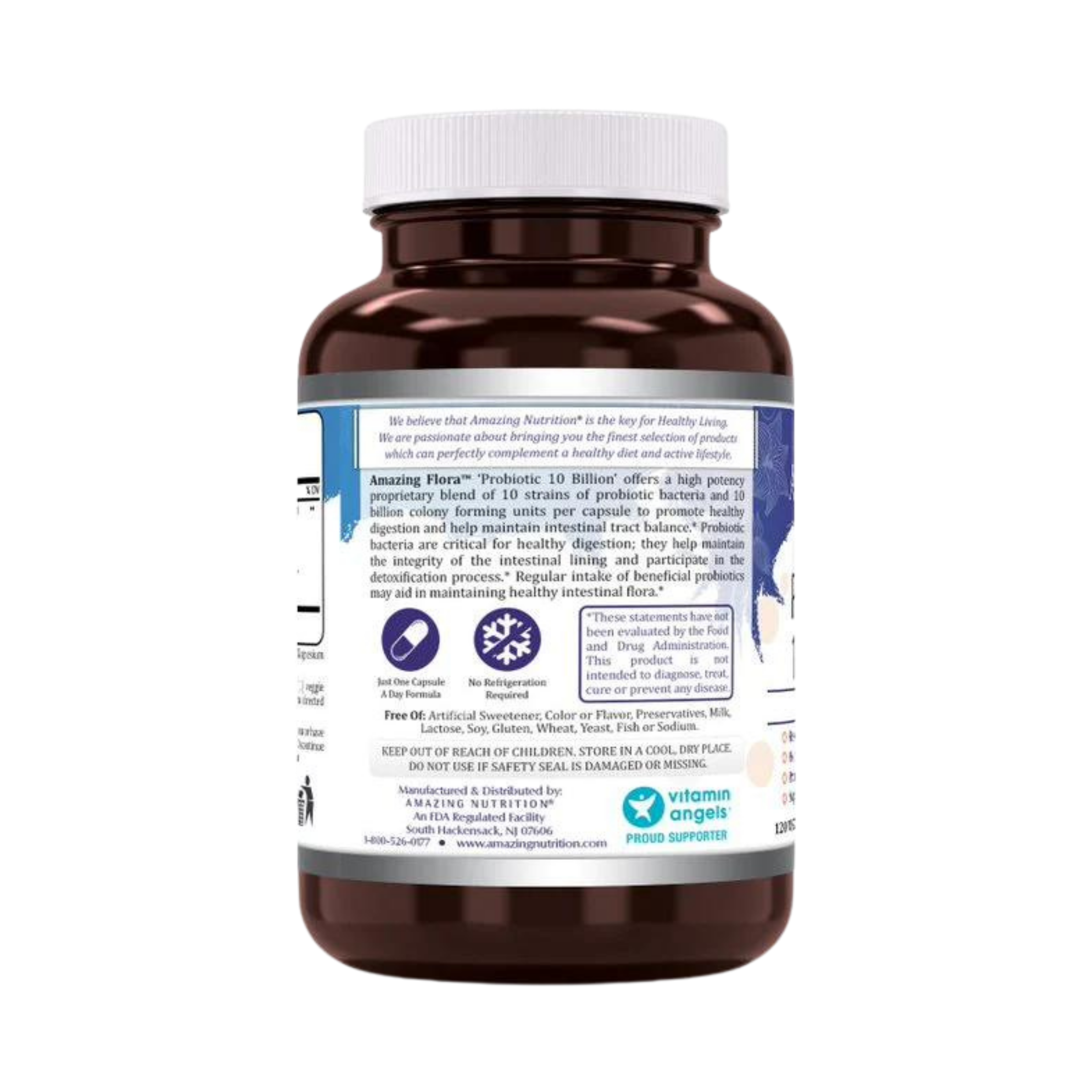 Amazing Flora, Probiotic 10 Billion 10 Probiotic Strains, 120 Capsules