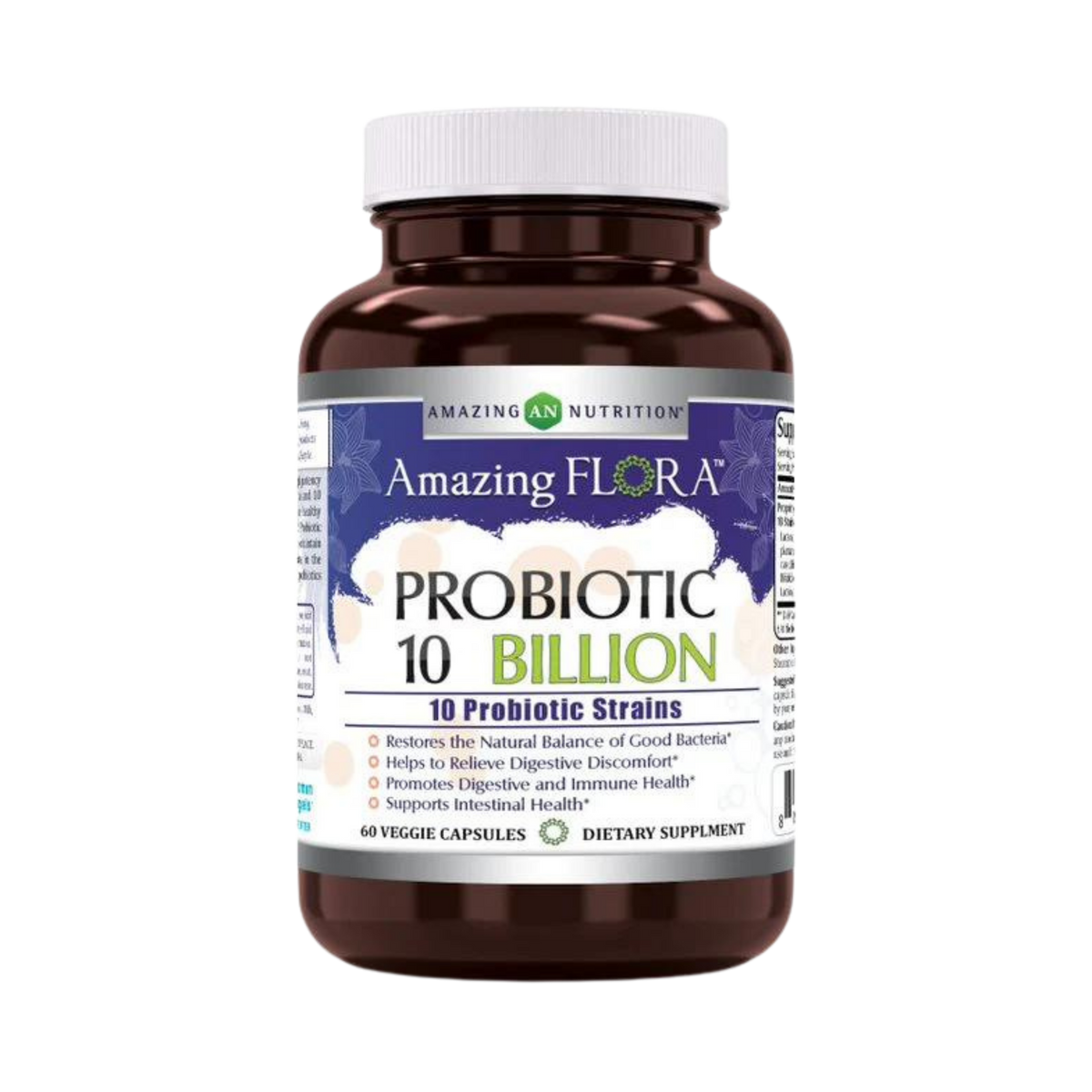 Amazing Flora, Probiotic 10 Billion 10 Probiotic Strains, 60 Capsules