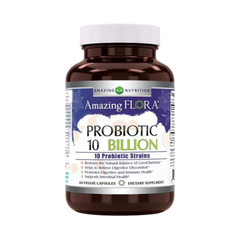 Amazing Flora, Probiotic 10 Billion 10 Probiotic Strains, 60 Capsules