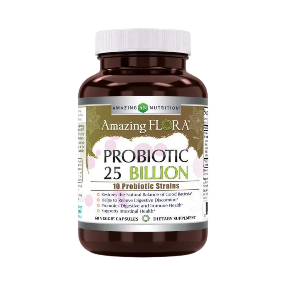 Amazing Flora, Probiotic 25 Billion 10 Probiotic Strains, 60 Capsules