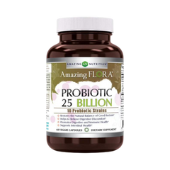 Amazing Flora, Probiotic 25 Billion 10 Probiotic Strains, 60 Capsules