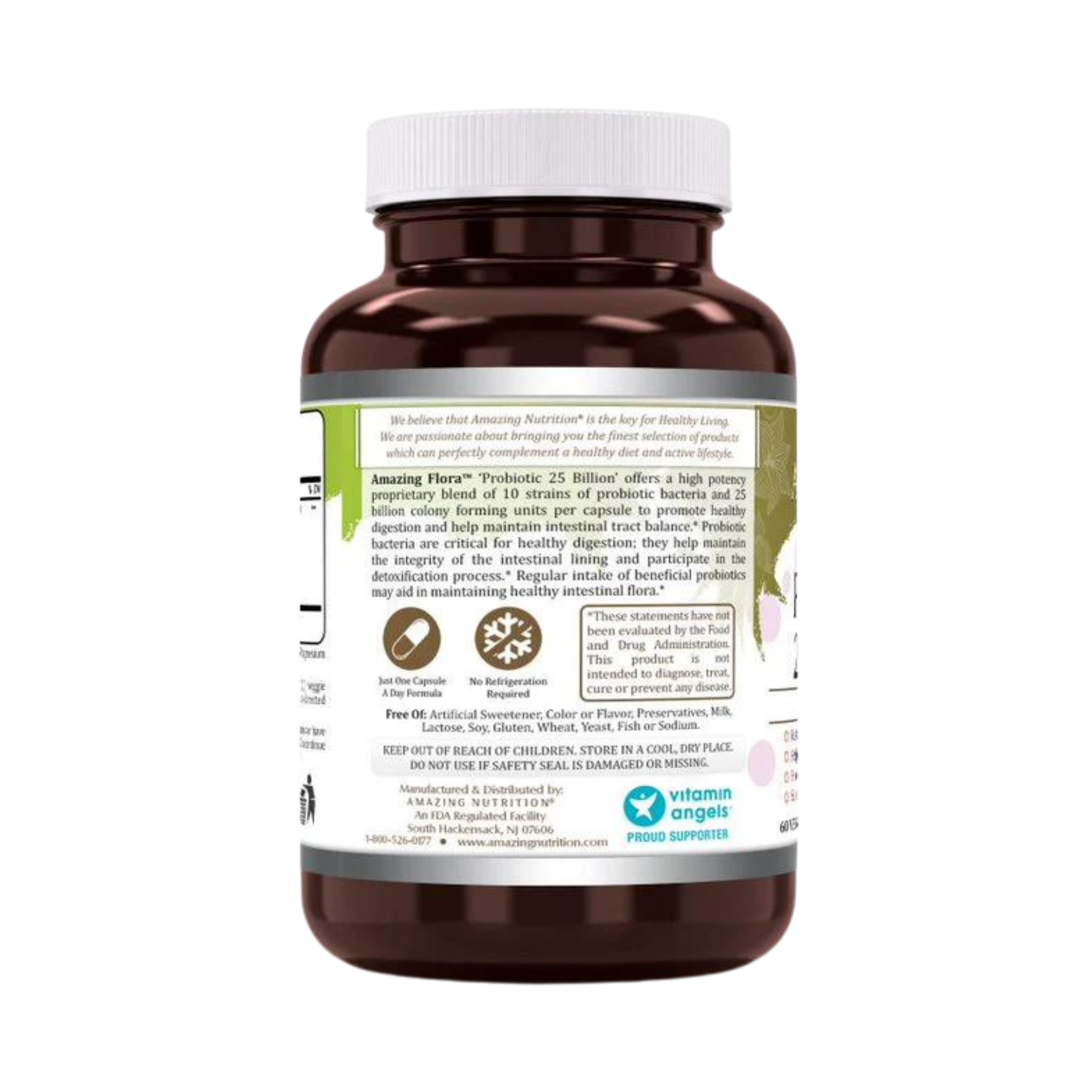 Amazing Flora, Probiotic 25 Billion 10 Probiotic Strains, 60 Capsules