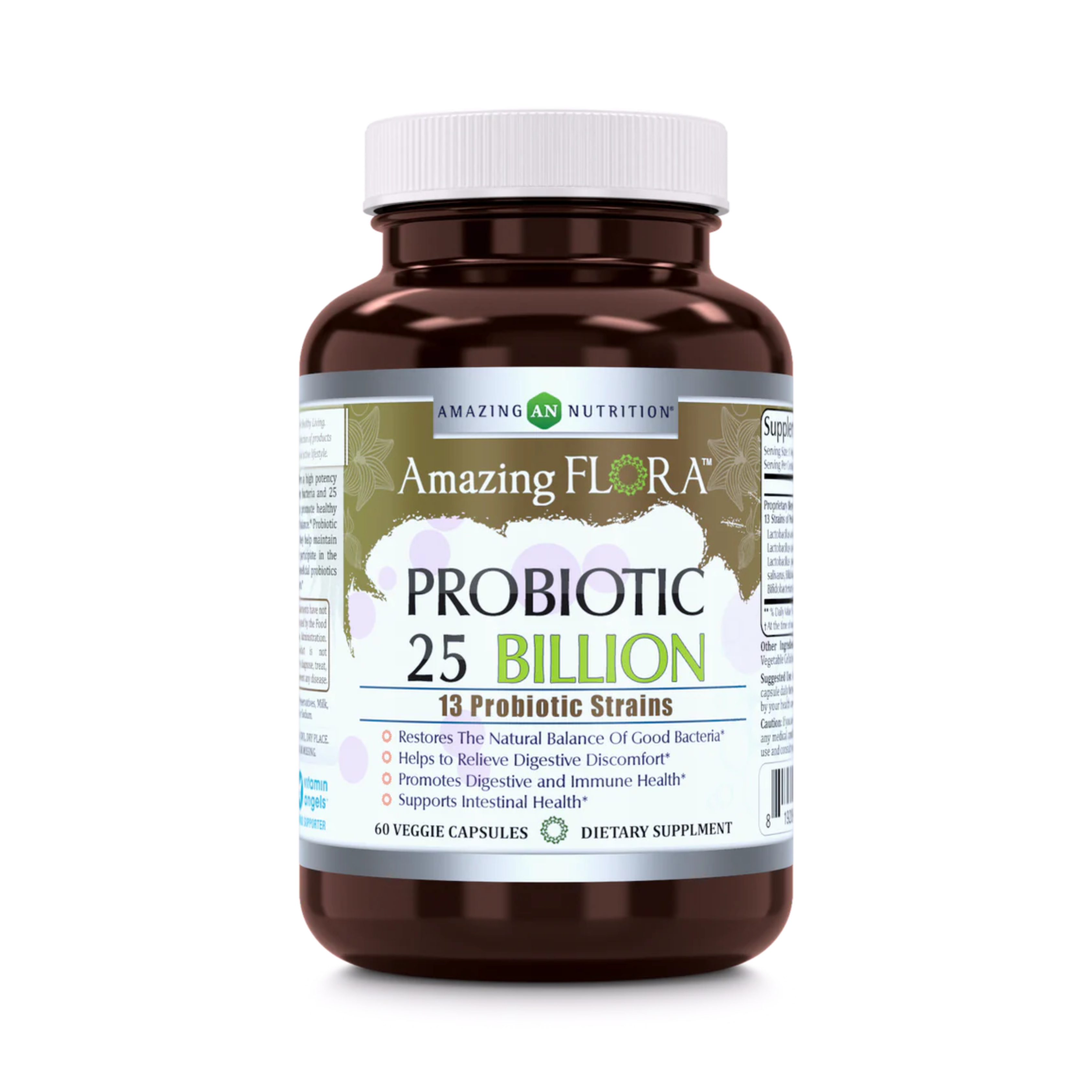 Amazing Flora, Probiotic 25 Billion 13 Probiotic Strains, 60 Vegetarian Capsules