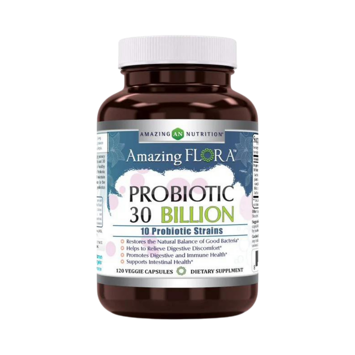 Amazing Flora, Probiotic 30 Billion 10 Probiotic Strains, 120 Capsules