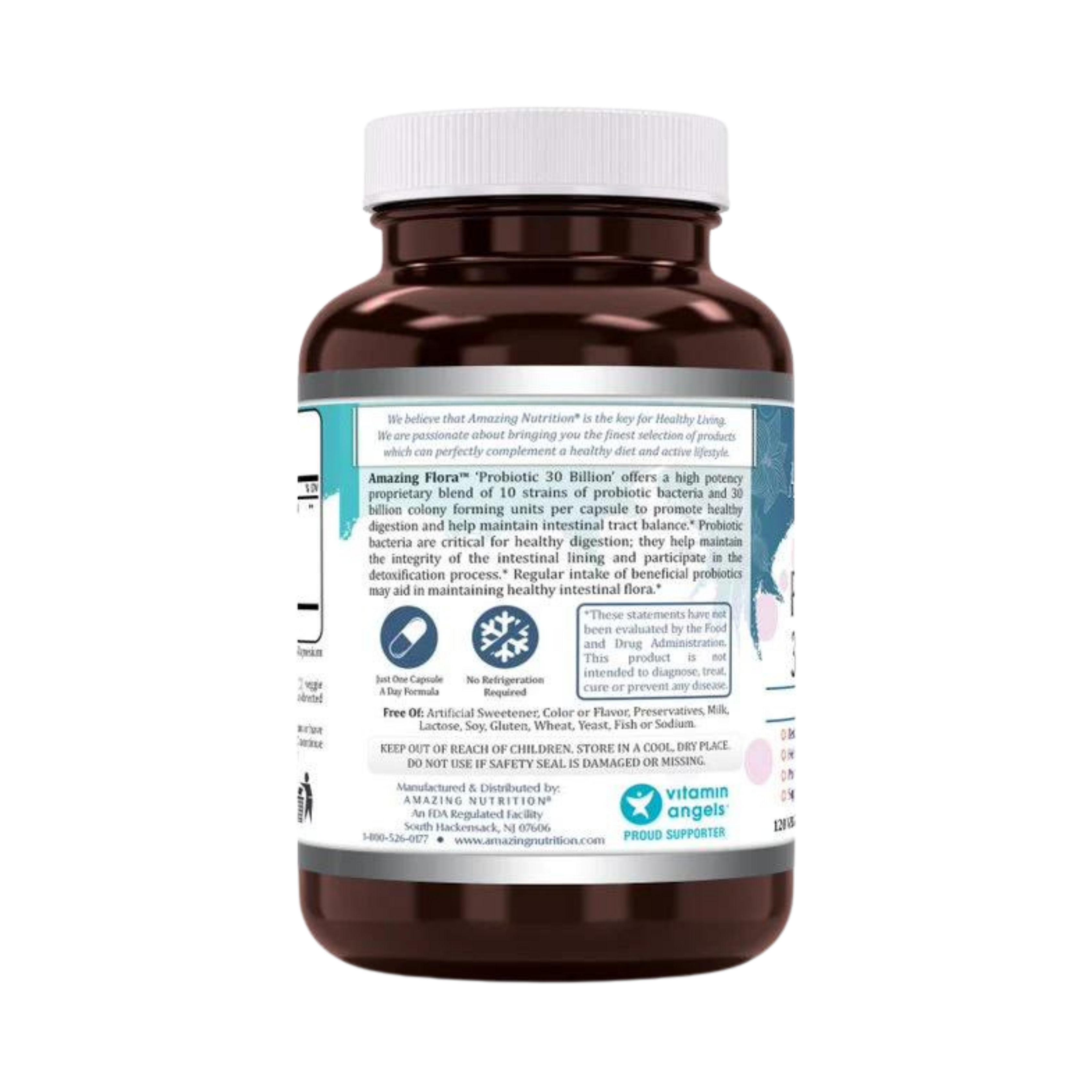 Amazing Flora, Probiotic 30 Billion 10 Probiotic Strains, 120 Capsules