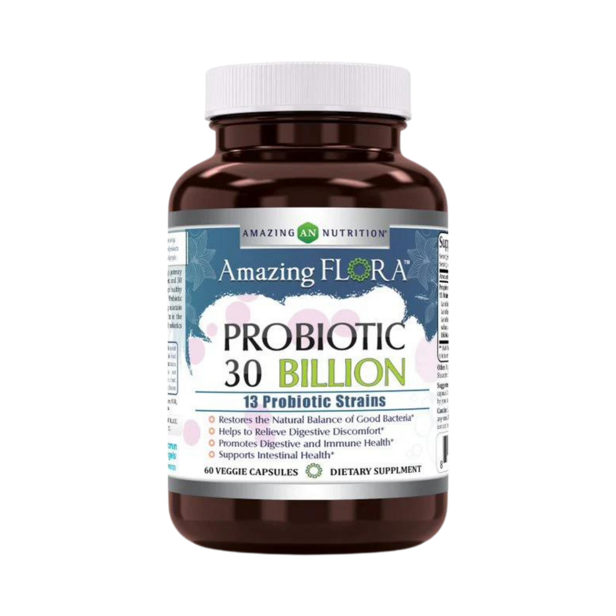 Amazing Flora, Probiotic 30 Billion 13 Probiotic Strains, 60 Vegetarian Capsules