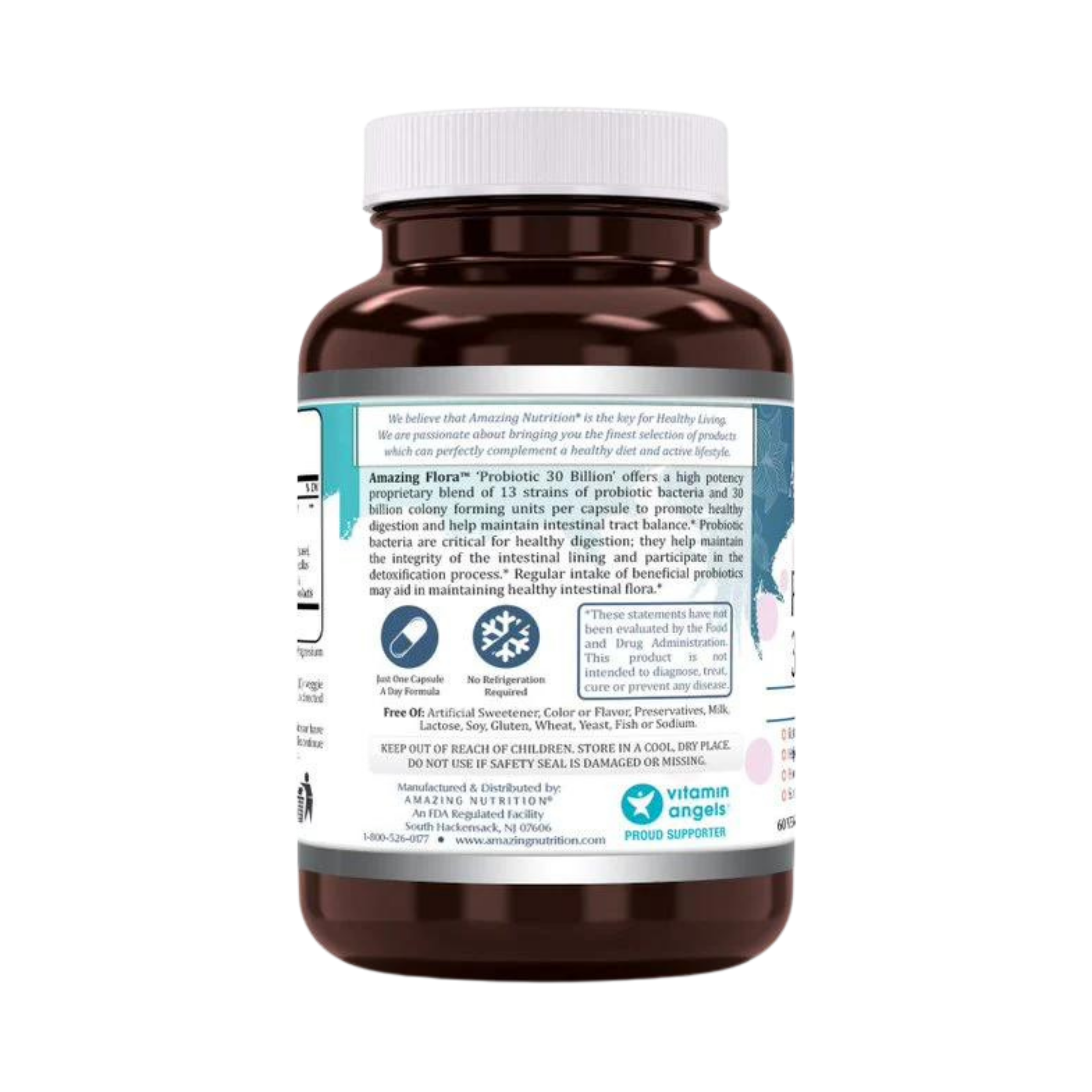 Amazing Flora, Probiotic 30 Billion 13 Probiotic Strains, 60 Vegetarian Capsules