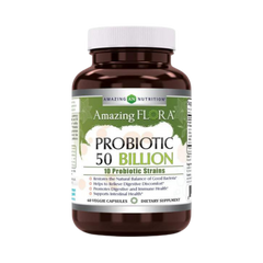 Amazing Flora, Probiotic 50 Billion 10 Probiotic Strains, 60 Vegetarian Capsules