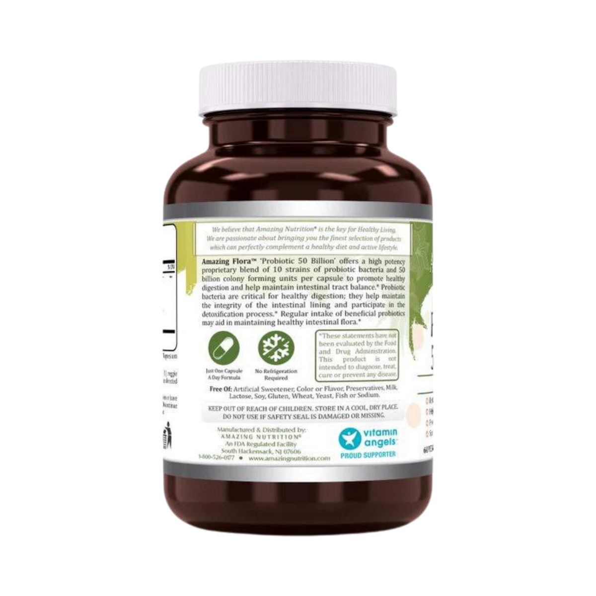 Amazing Flora, Probiotic 50 Billion 10 Probiotic Strains, 60 Vegetarian Capsules