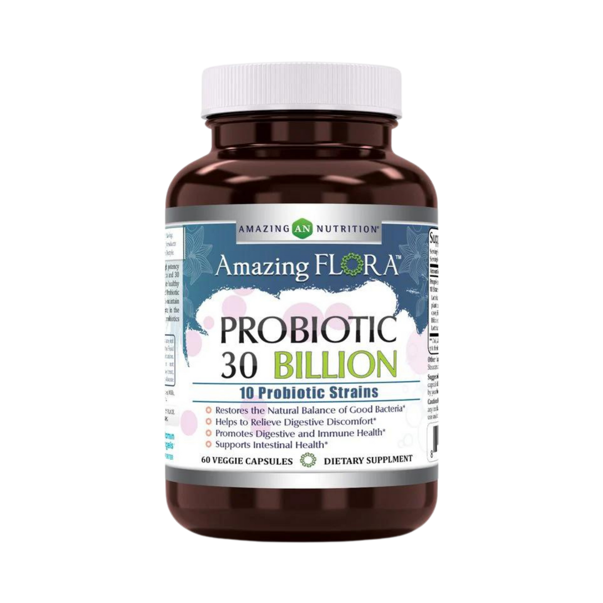 Amazing Flora, USDA Certified Organic Probiotic, 30 Billion 10 Strains, 60 Organic Tablets