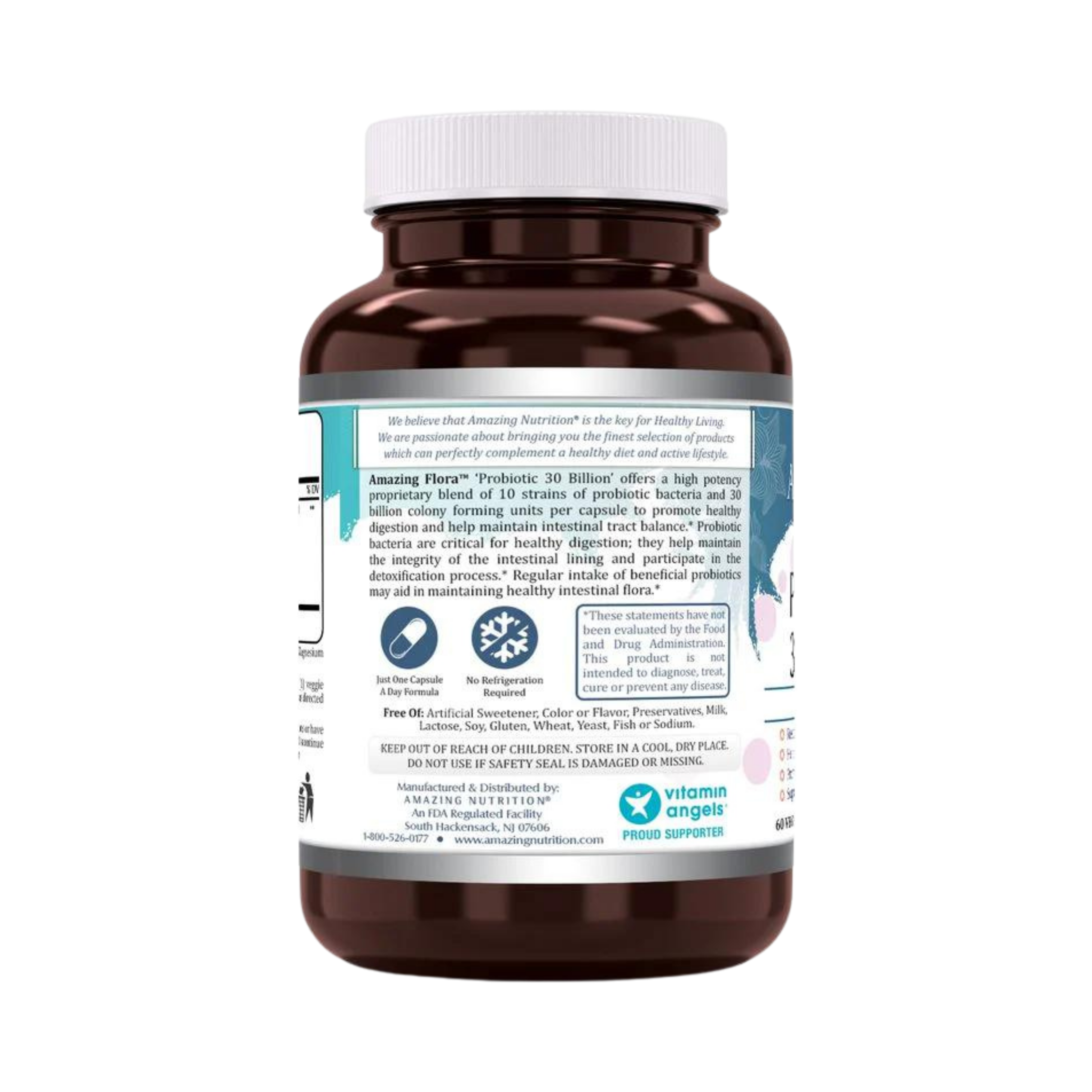 Amazing Flora, USDA Certified Organic Probiotic, 30 Billion 10 Strains, 60 Organic Tablets