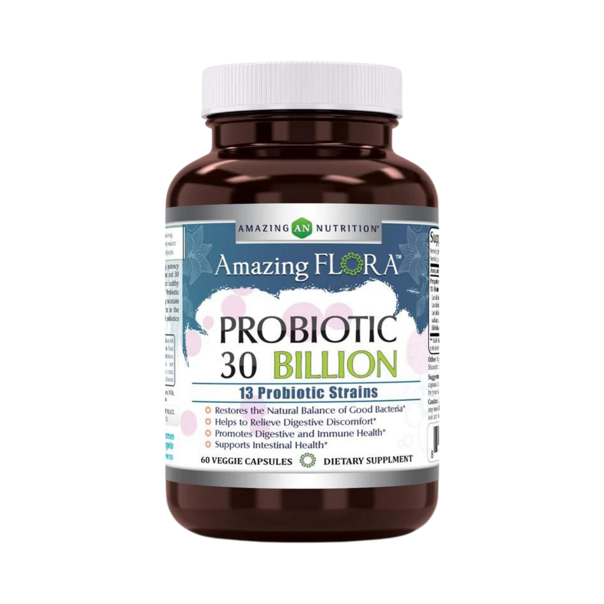 Amazing Flora, USDA Certified Organic Probiotic, 30 Billion 13 Strains, 60 Organic Tablets