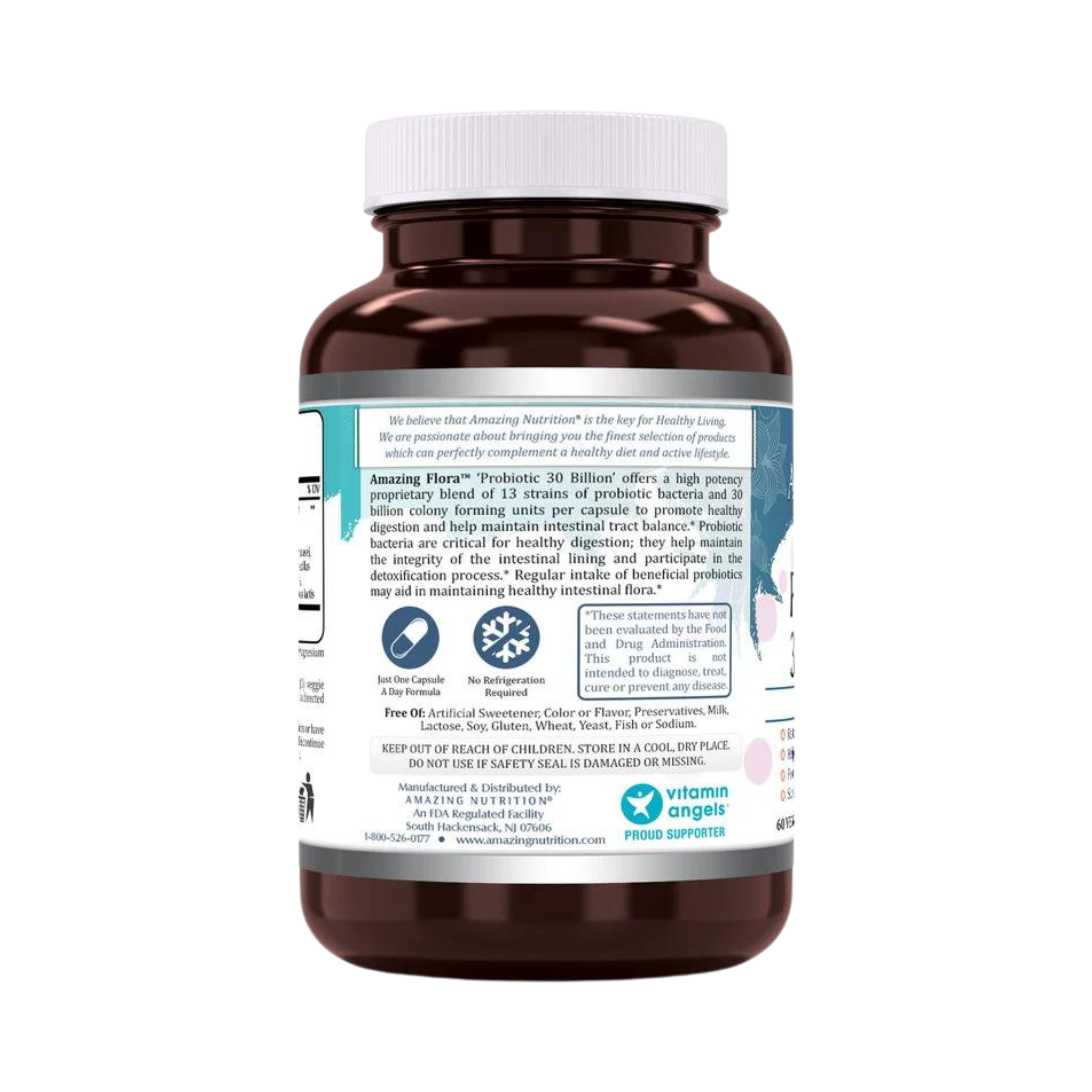 Amazing Flora, USDA Certified Organic Probiotic, 30 Billion 13 Strains, 60 Organic Tablets