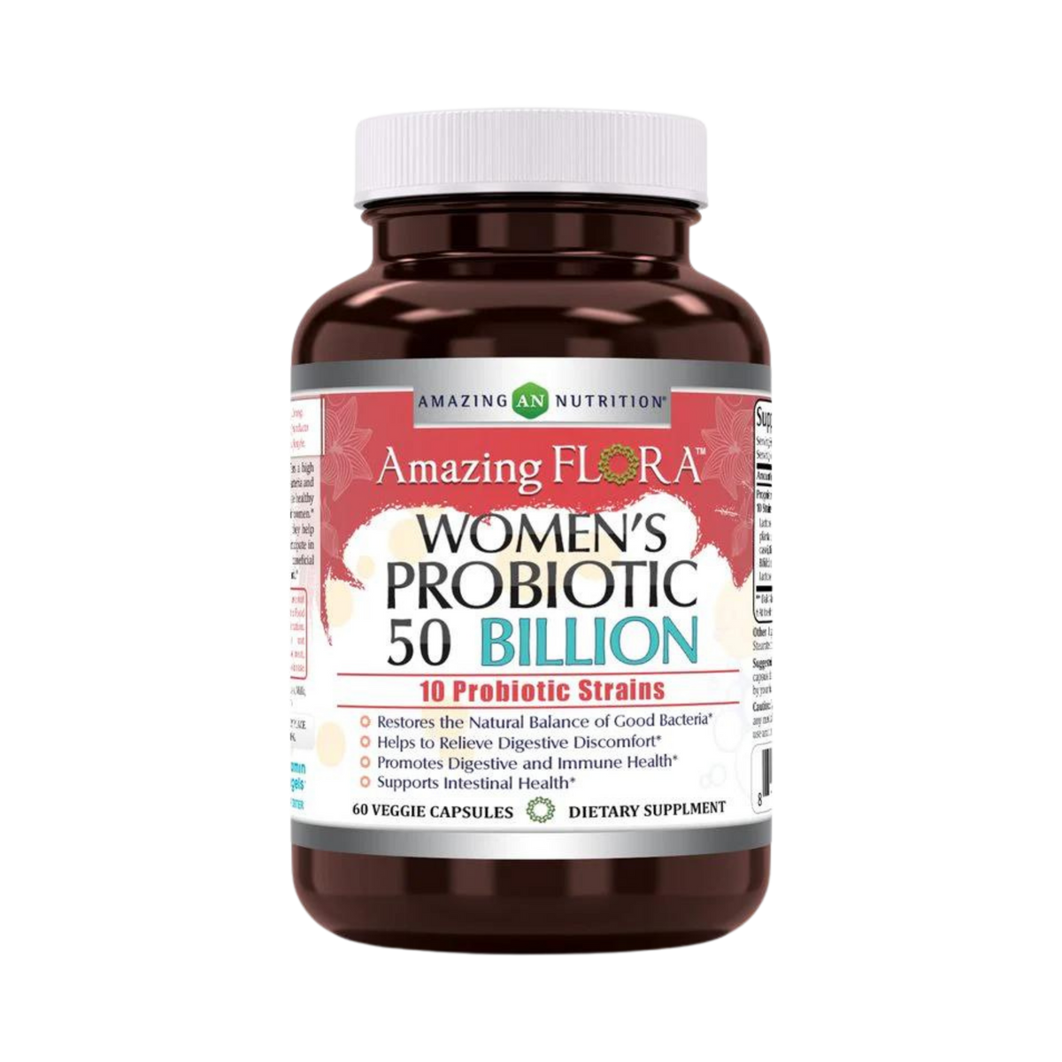 Amazing Flora, Probiotic 50 Billion 10 Probiotic Strains, 60 Vegetarian Capsules