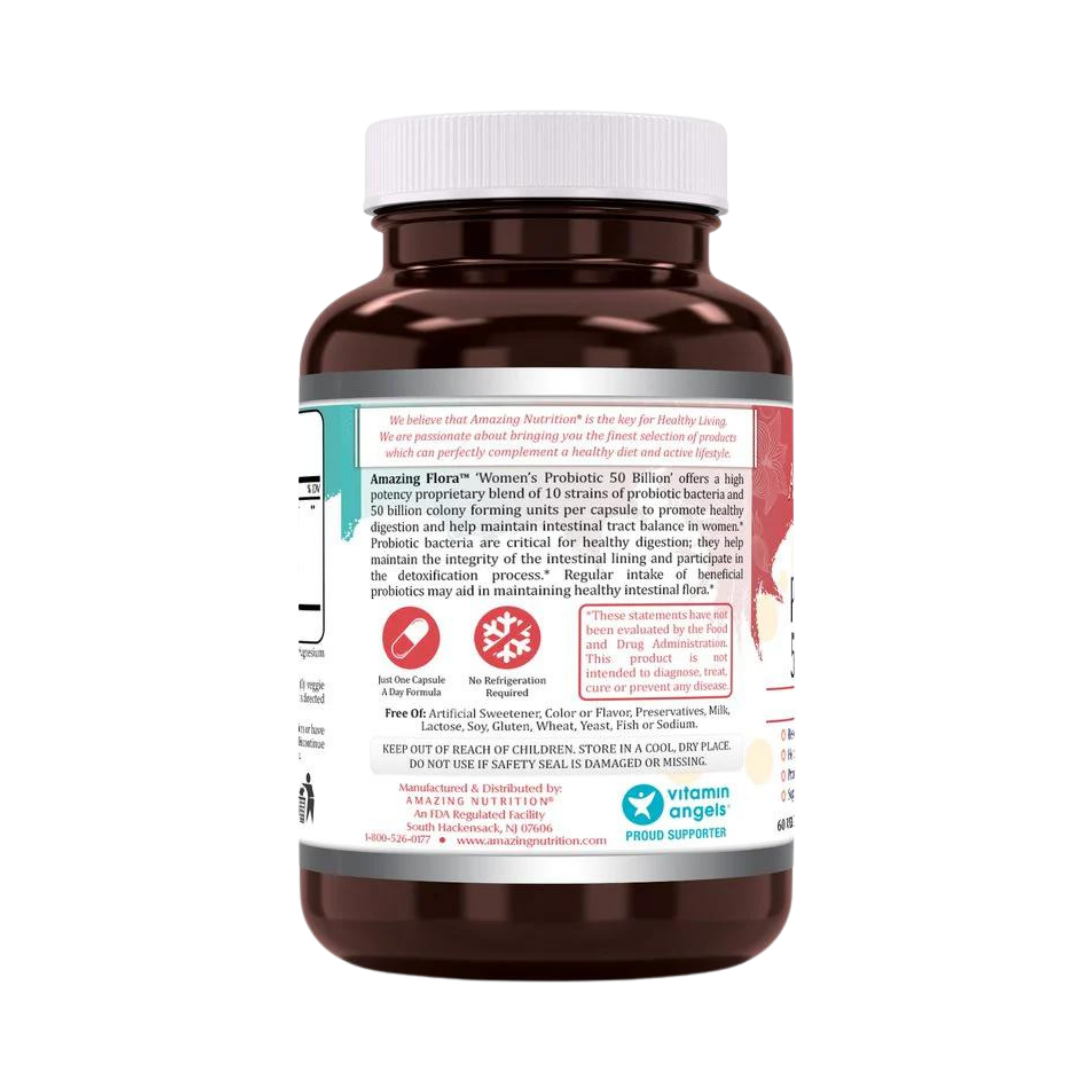 Amazing Flora, Probiotic 50 Billion 10 Probiotic Strains, 60 Vegetarian Capsules