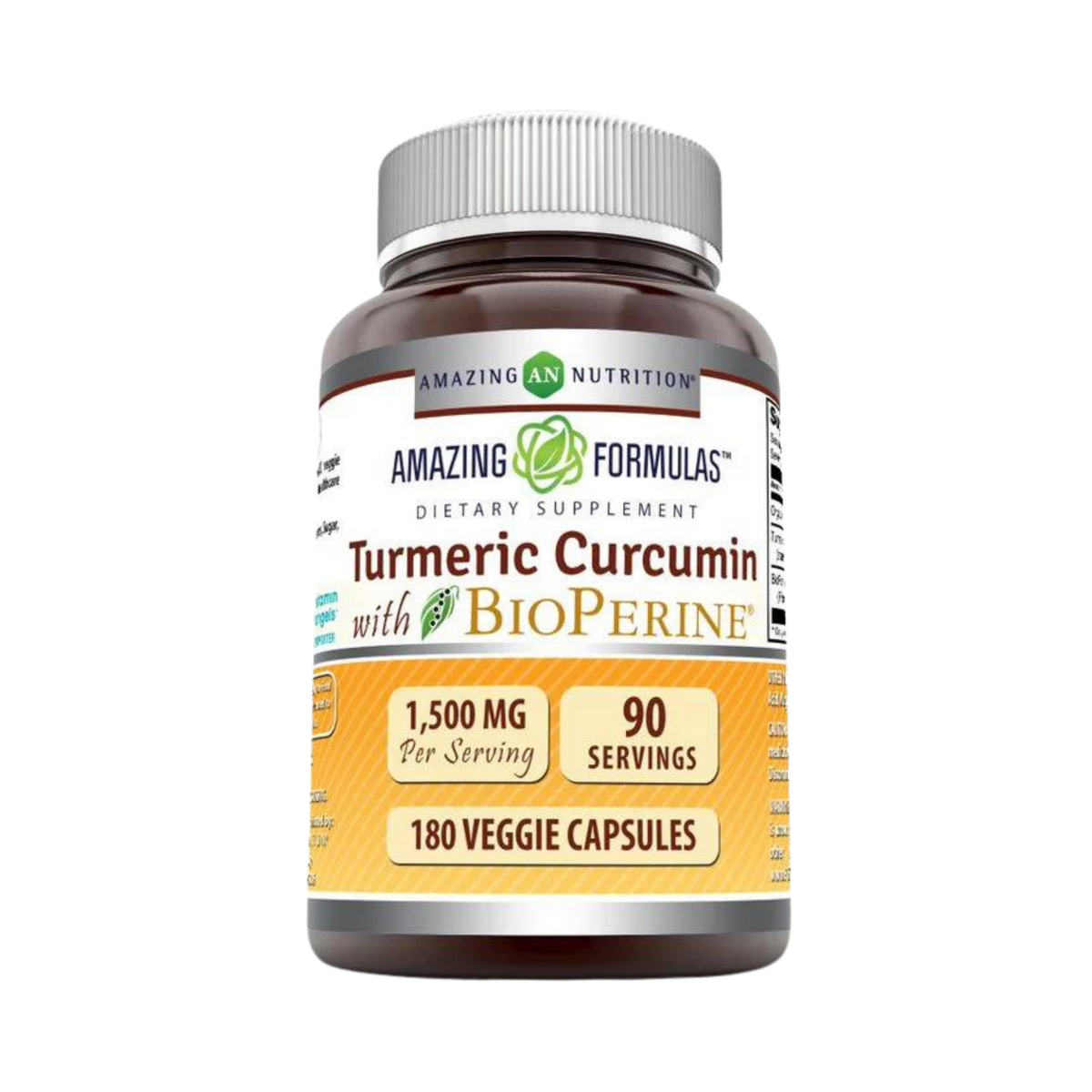 Amazing Formulas, Turmeric Curcumin & Ginger with BioPerine, 1500 Mg, 180 Veggie Capsules