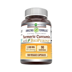 Amazing Formulas, Turmeric Curcumin & Ginger with BioPerine, 1500 Mg, 180 Veggie Capsules