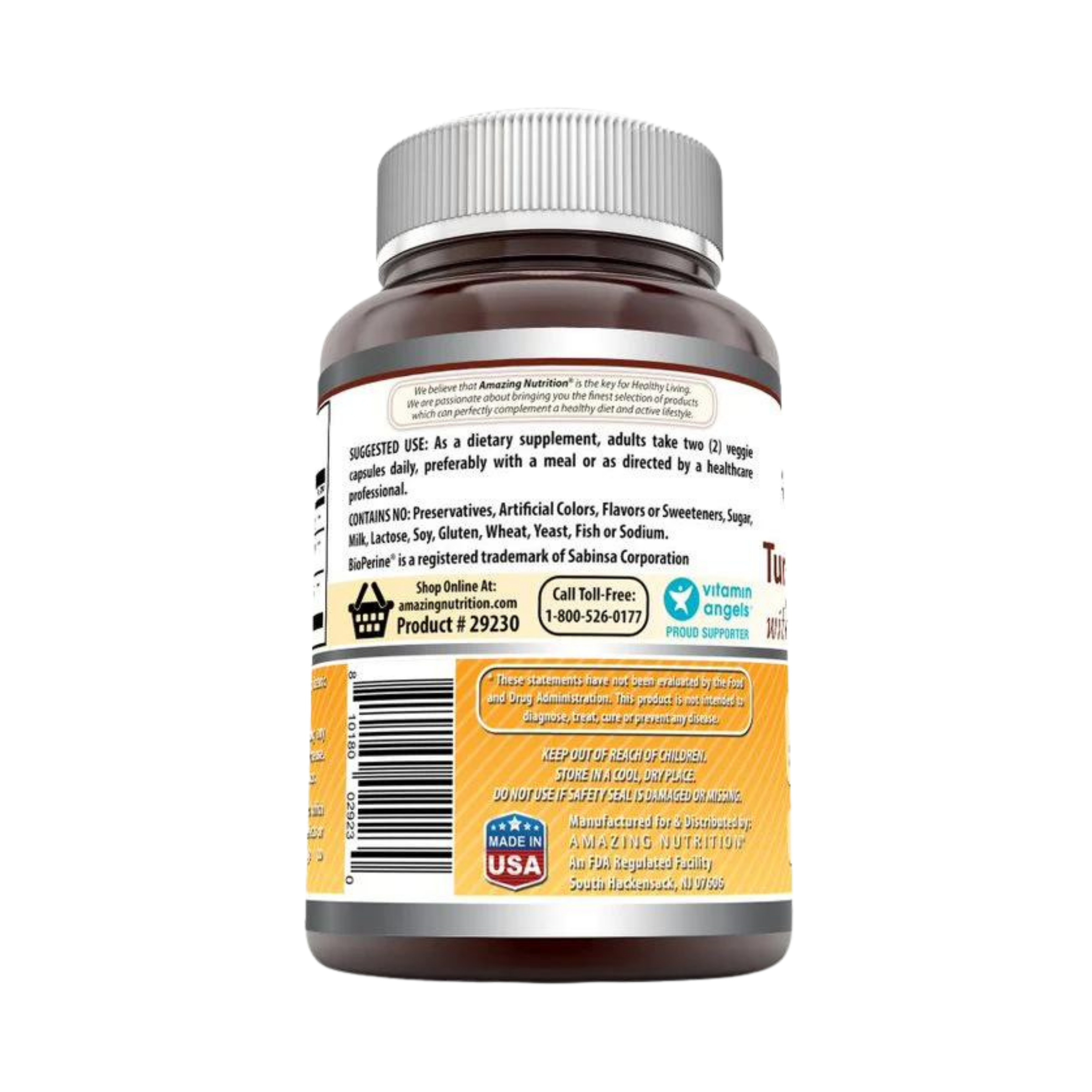 Amazing Formulas, Turmeric Curcumin & Ginger with BioPerine, 1500 Mg, 180 Veggie Capsules