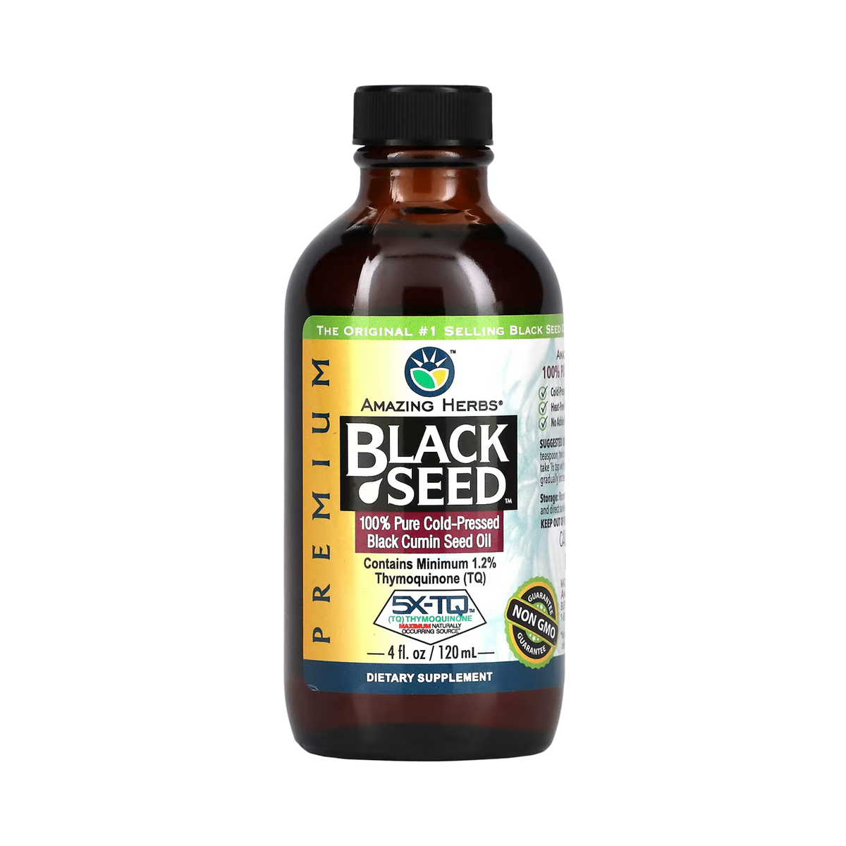 Amazing Herbs, Black Seed, 100% Pure Cold-Pressed Black Cumin Seed Oil, 4 Fl Oz