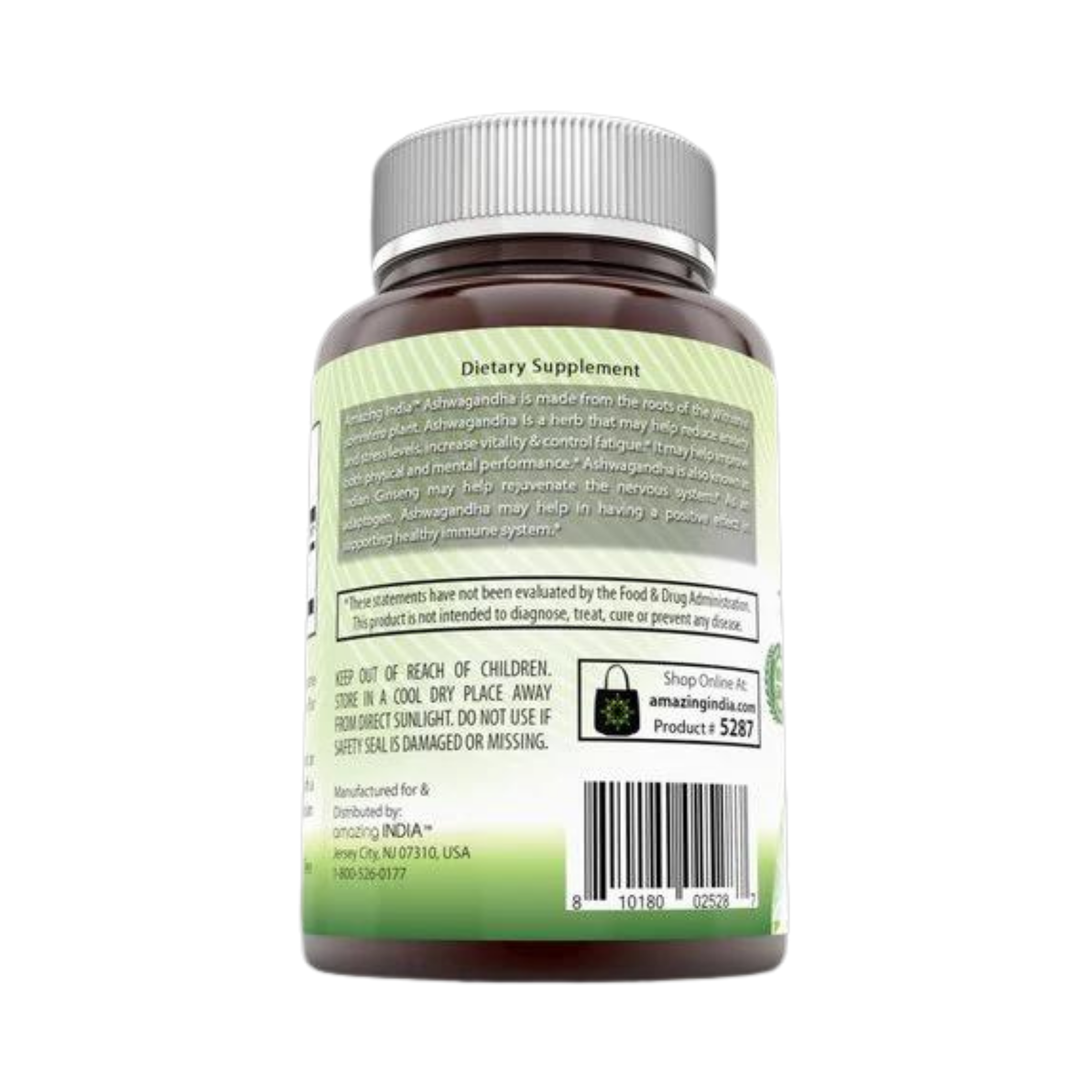 Amazing India, Ashwagandha Extract, 500 Mg, 120 Veggie Capsules