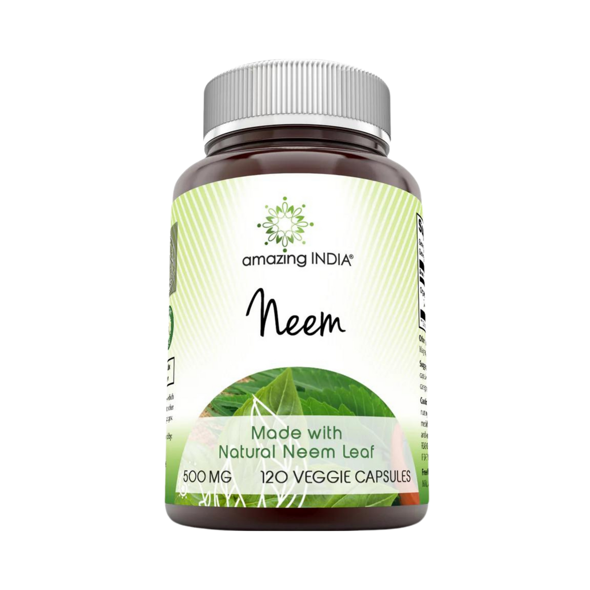 Amazing India, Organic Neem, 500 Mg, 120 Veggie Capsules