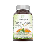 Amazing India, Turmeric Curcumin With Bioperine, 750 Mg, 180 Veggie Capsules