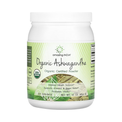 Amazing India, USDA Certified Organic Ashwagandha Powder, 16 oz