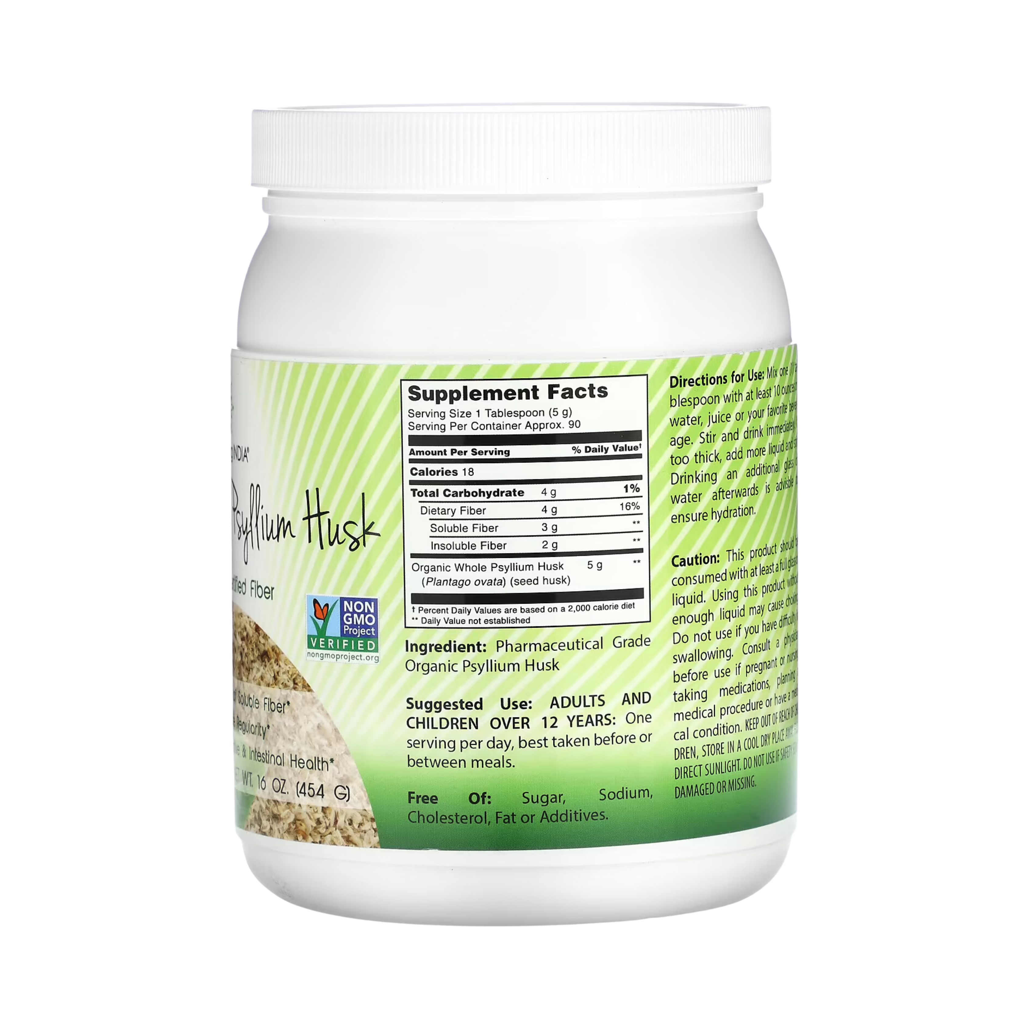 Amazing India, Organic Whole Psyllium Husk, 16 Oz