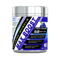 Amazing Muscle, Max Boost Advanced Pre-Workout Formula, Blue Raspberry, 60 Servings