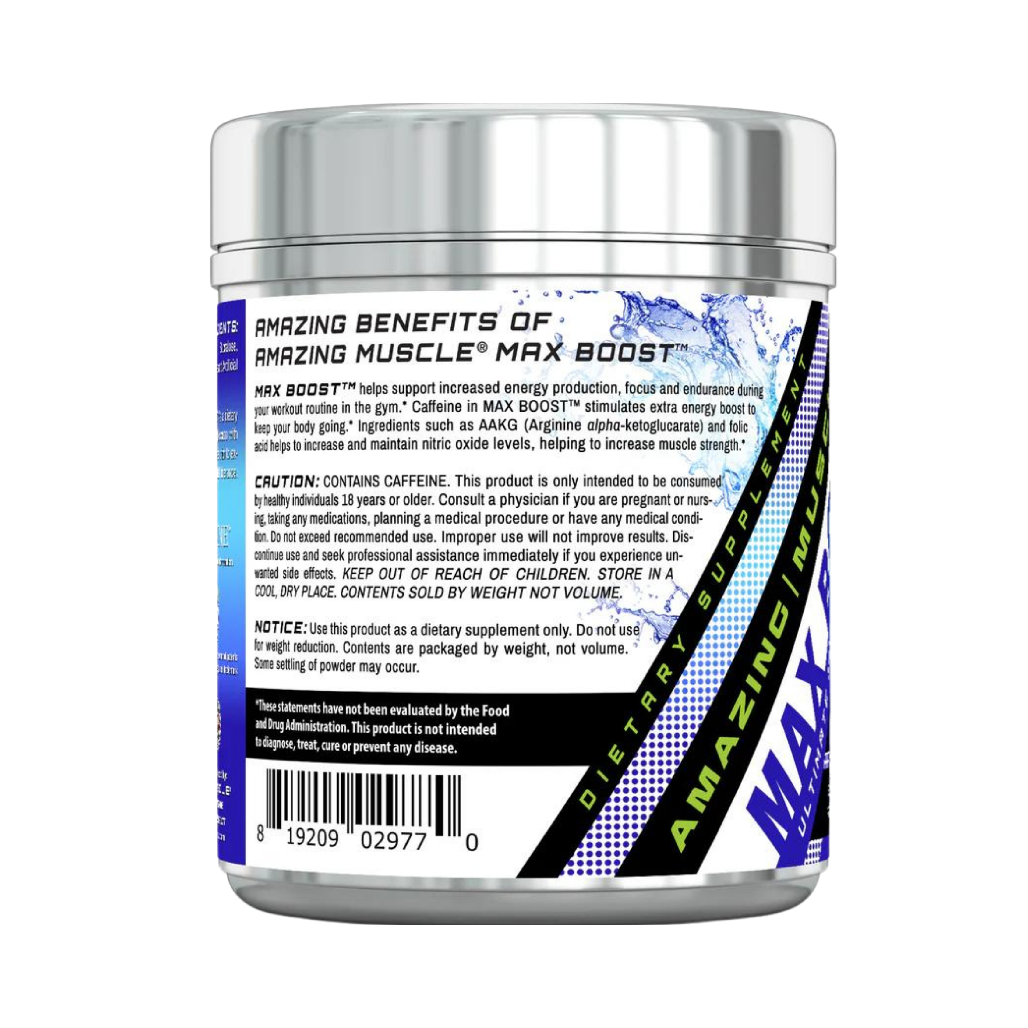 Amazing Muscle, Max Boost Advanced Pre-Workout Formula, Blue Raspberry, 60 Servings