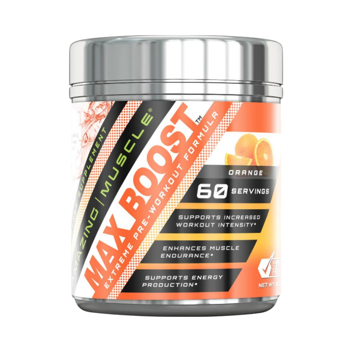 Amazing Muscle, Max Boost Advanced Pre-Workout Formula, Orange, 60 Servings