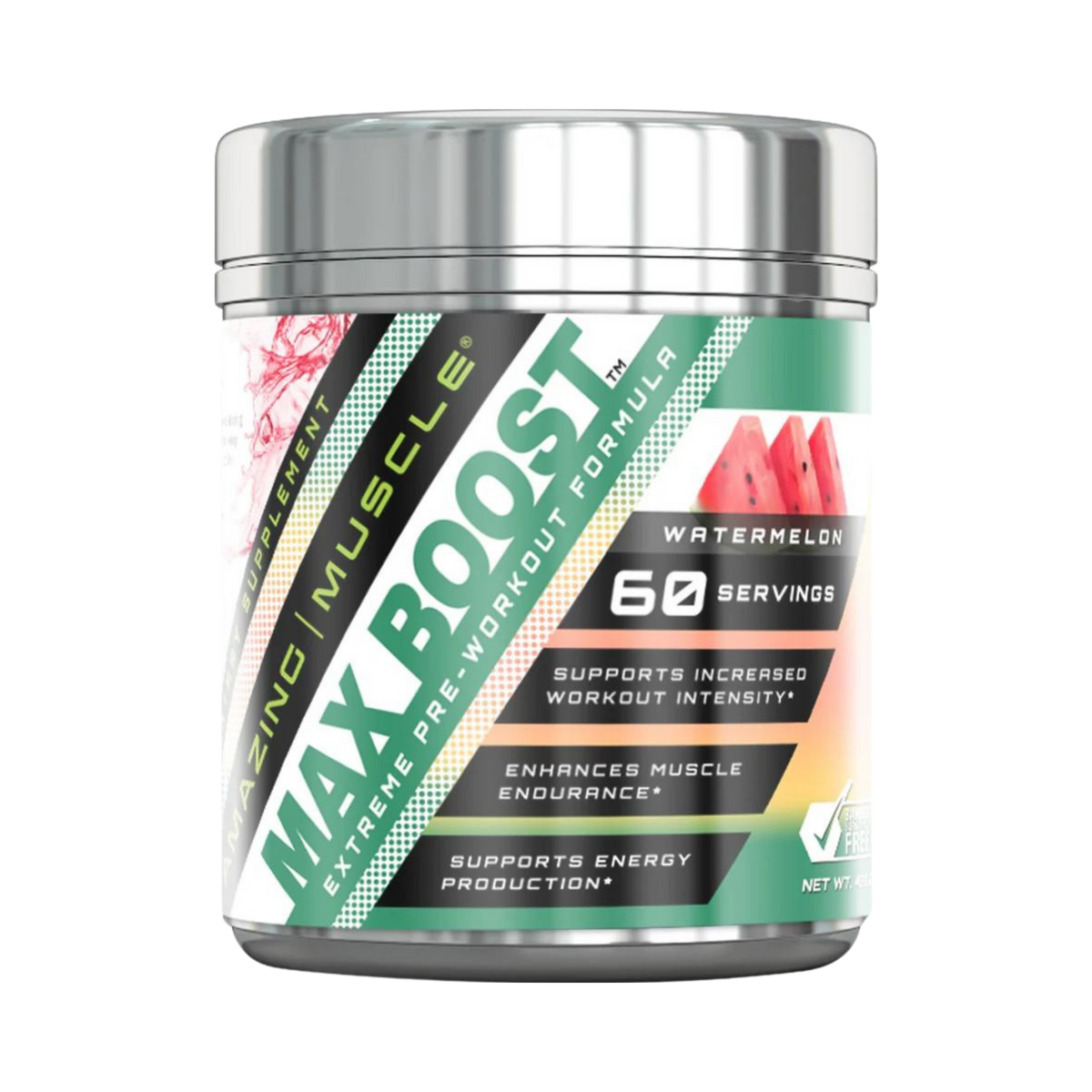 Amazing Muscle, Max Boost Advanced Pre-Workout Formula, Watermelon, 60 Servings