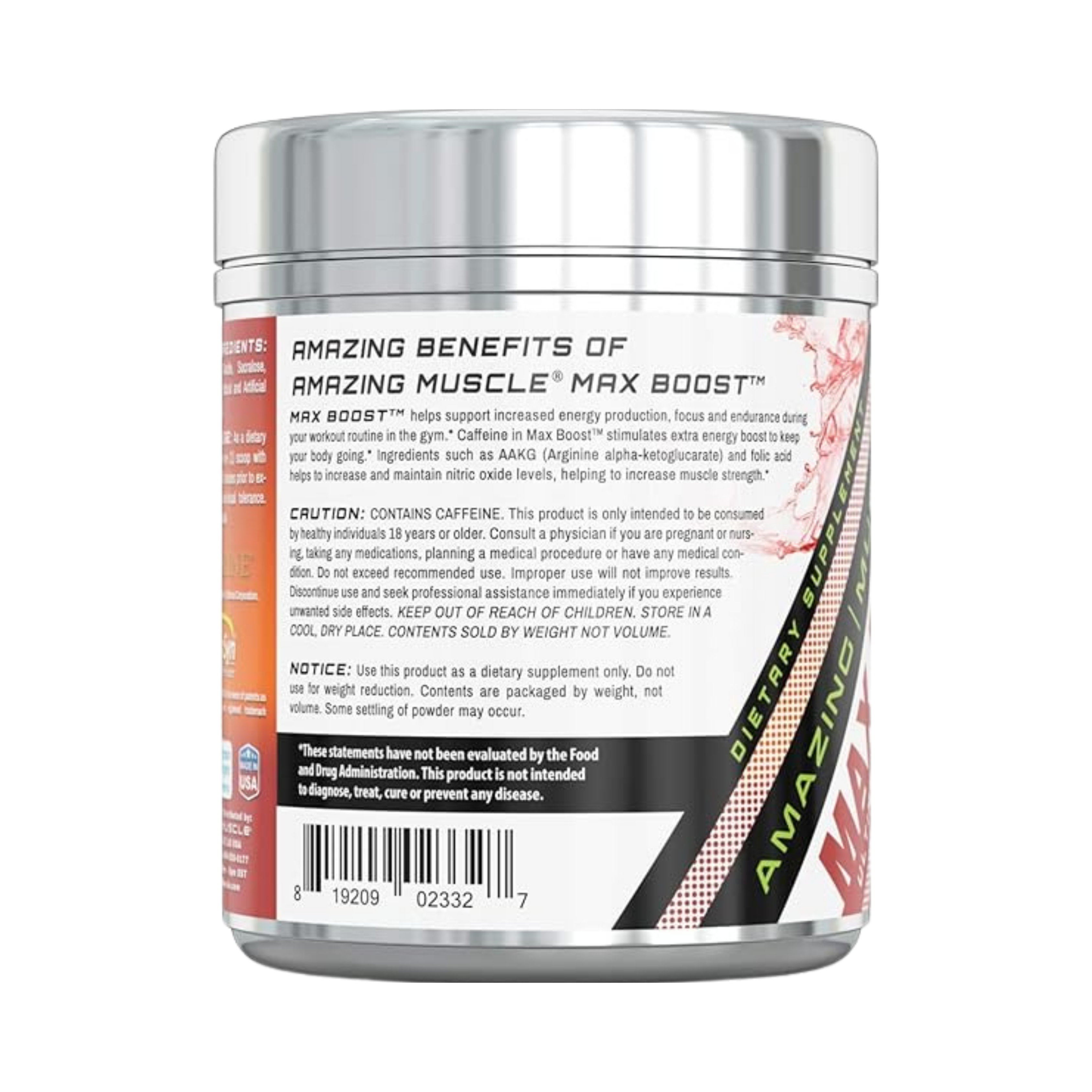 Amazing Muscle, Max Boost Advanced Pre-Workout Formula, Fruit Punch, 60 Servings